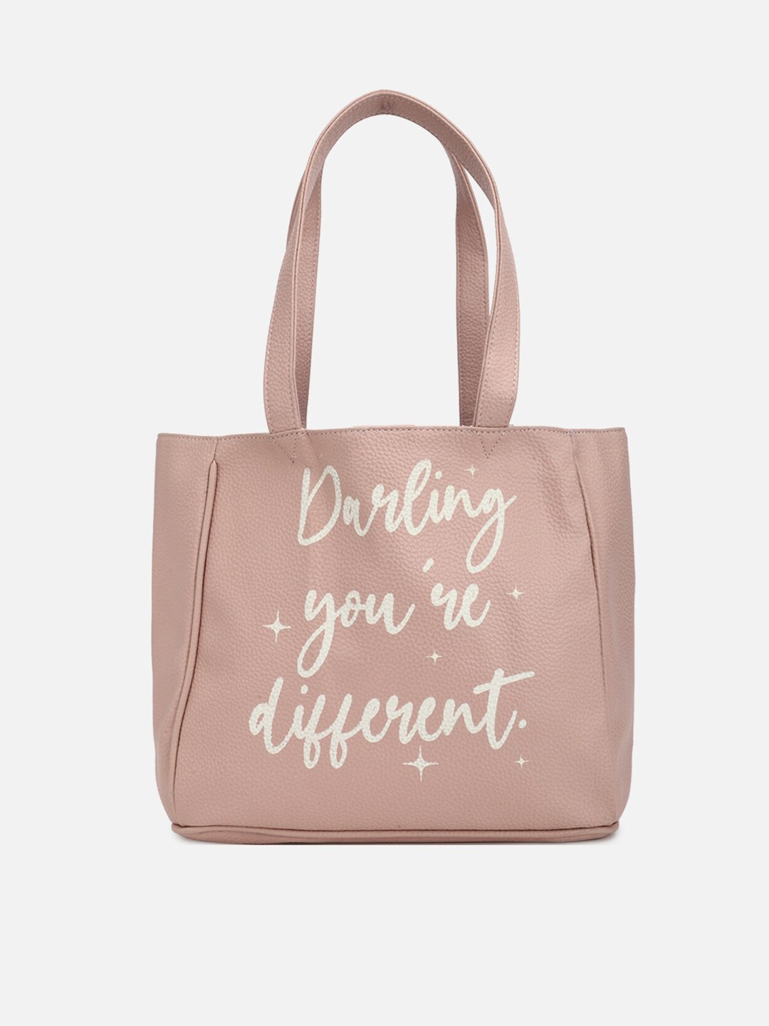 

FOREVER 21 Pink Printed Shopper Shoulder Bag with Cut Work