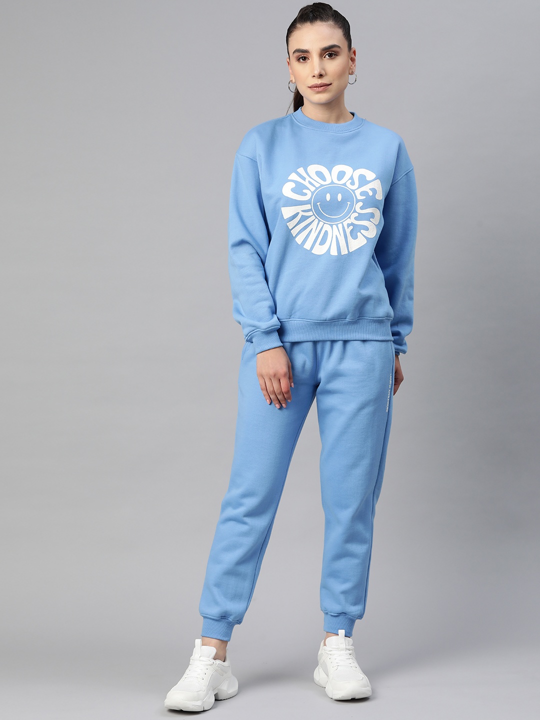 

Laabha Women Blue & White Printed Tracksuit