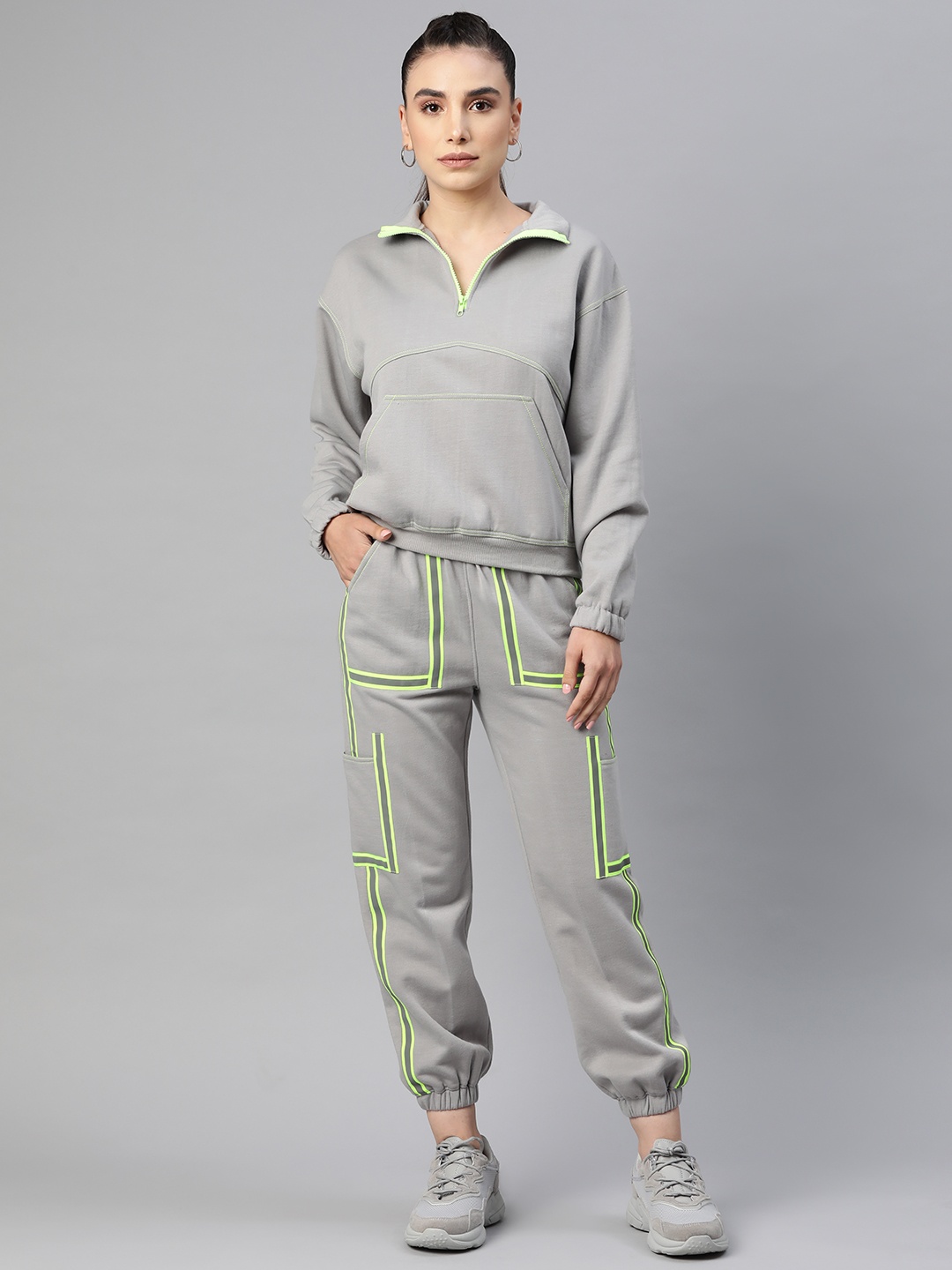

Laabha Women Grey Solid Stylish Tracksuit