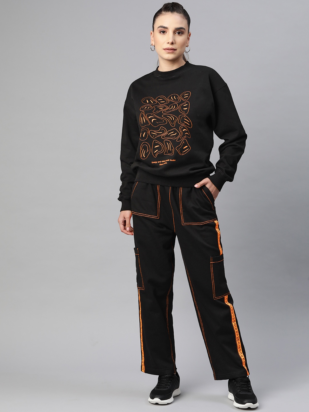 

Laabha Women Black Printed Stylish Tracksuit