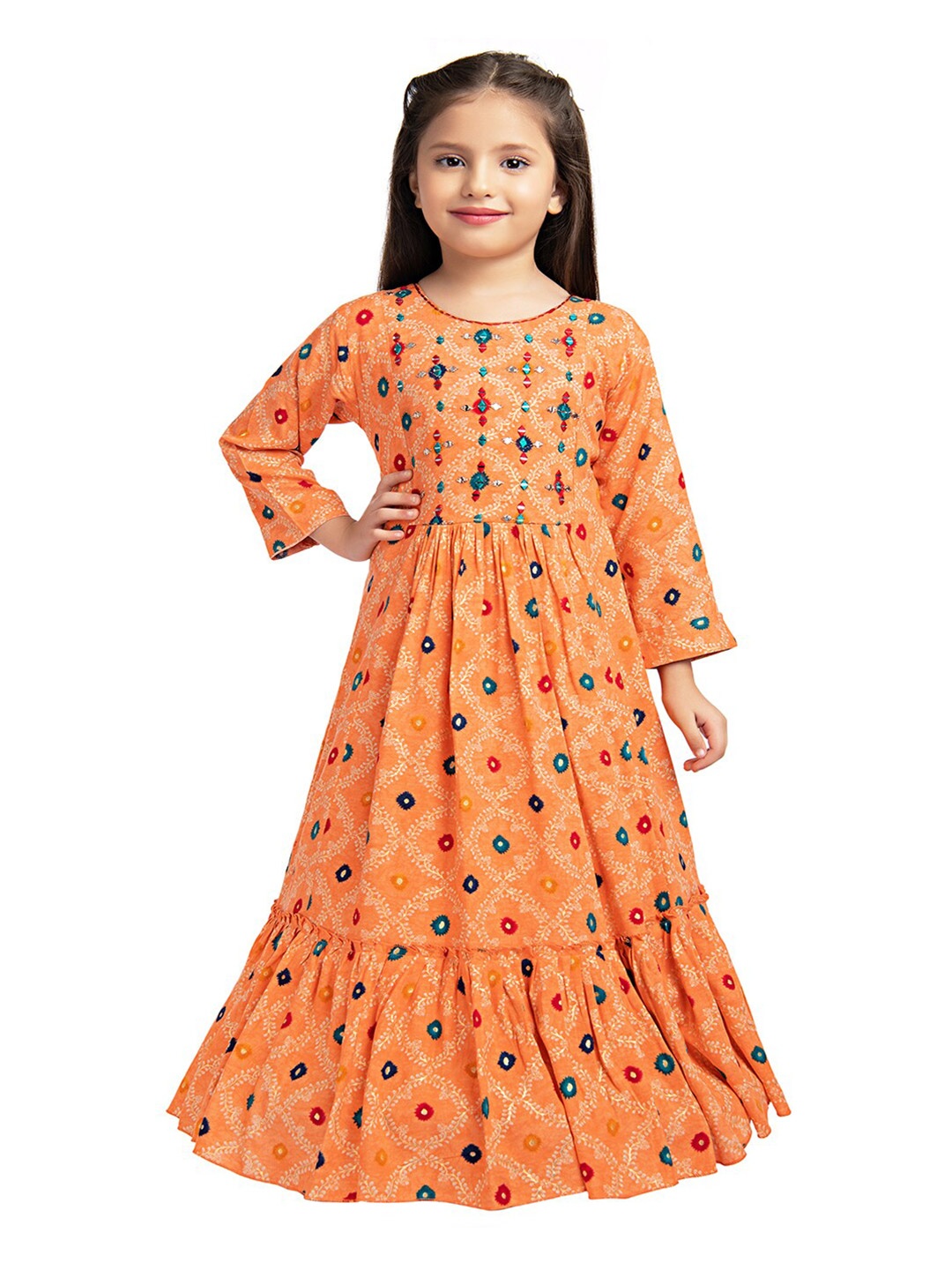 

Tiny Kingdom Girls Floral Maxi Dress & Leggings, Orange