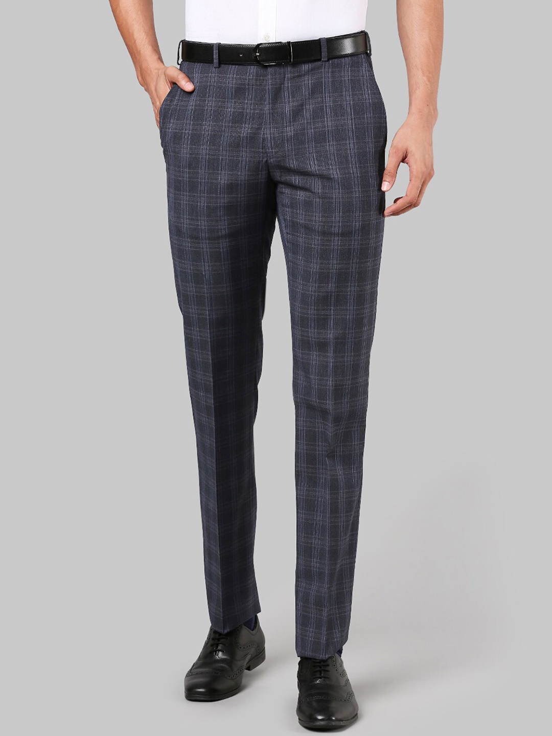 

Raymond Men Blue Checked Trousers