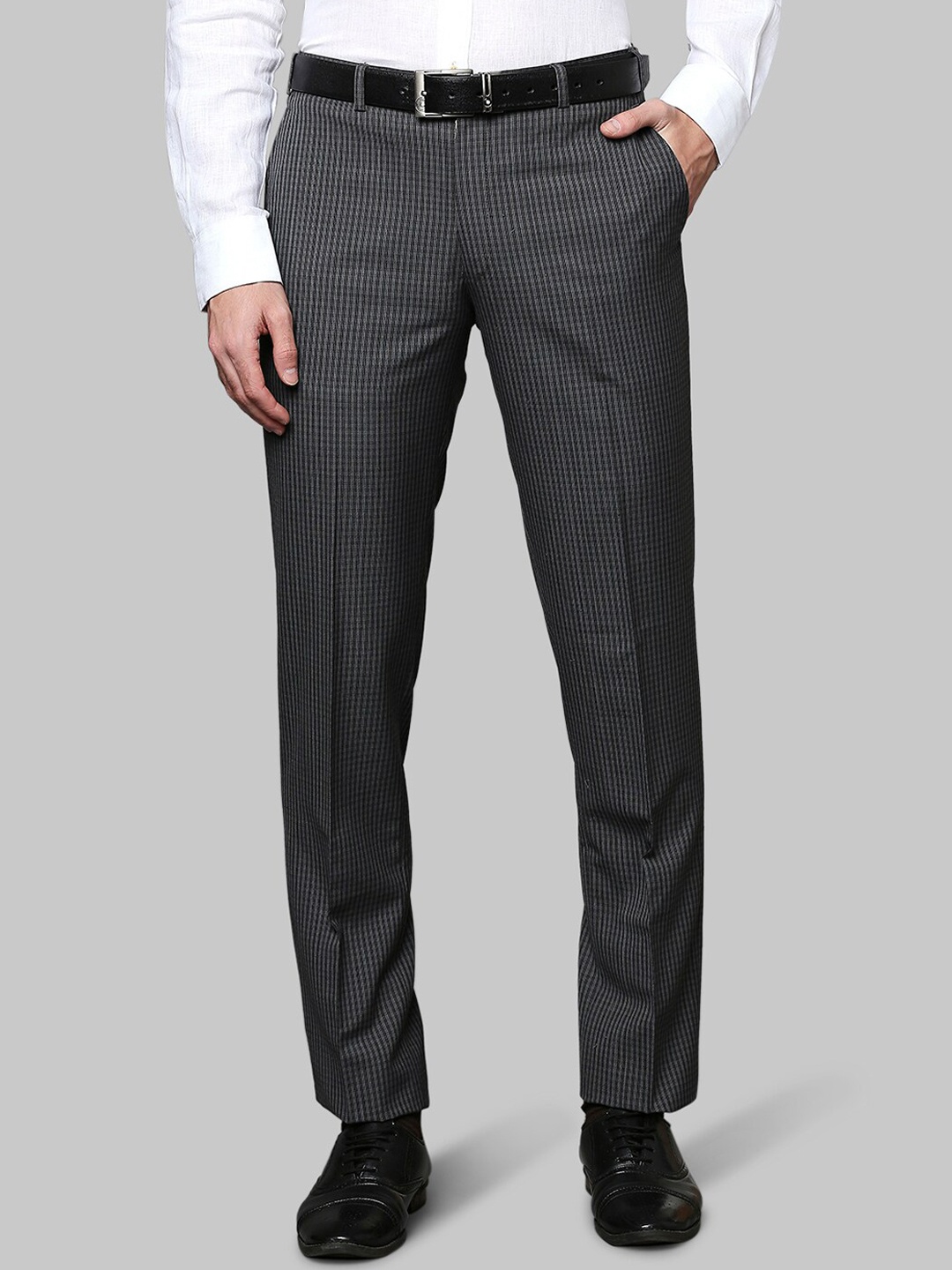 

Raymond Men Grey Checked Formal Trousers