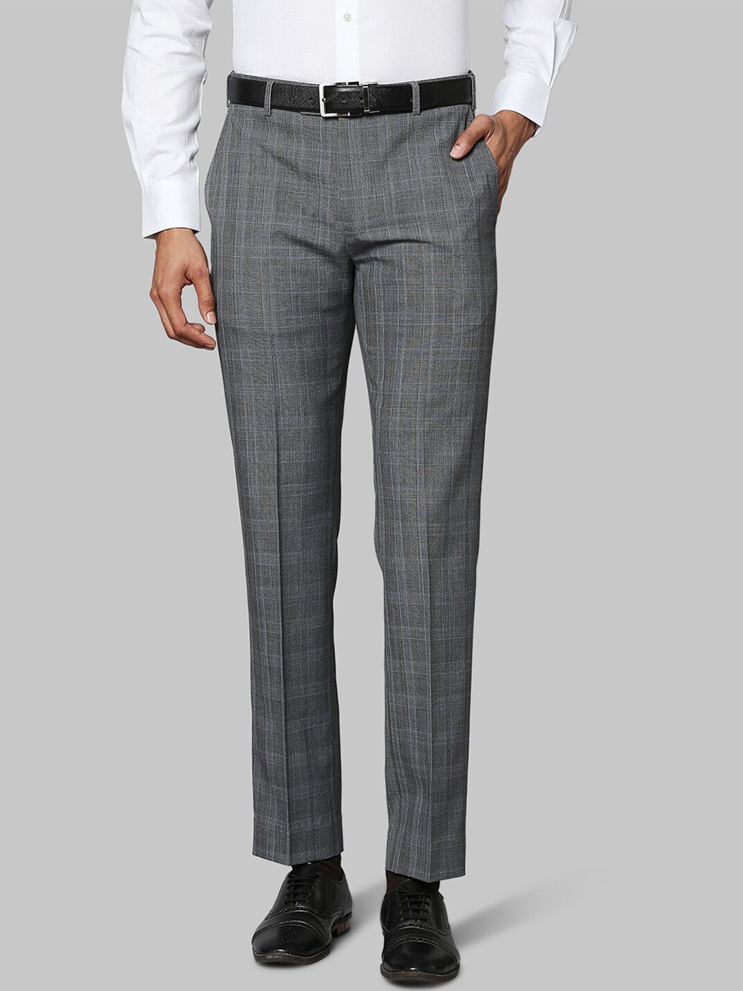 

Raymond Men Grey Checked Trousers