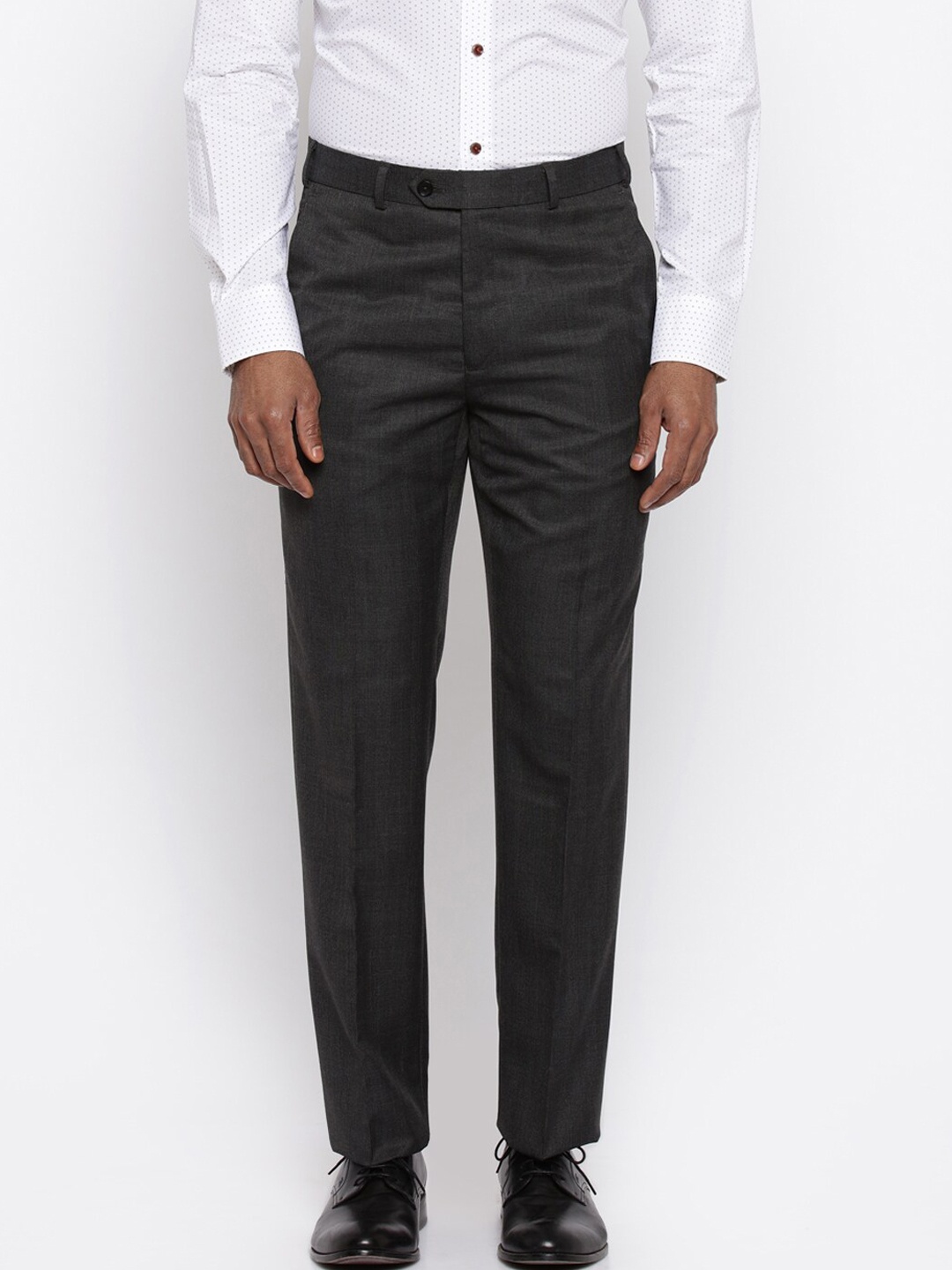 

Raymond Men Dark Grey Solid Regular Fit Trousers