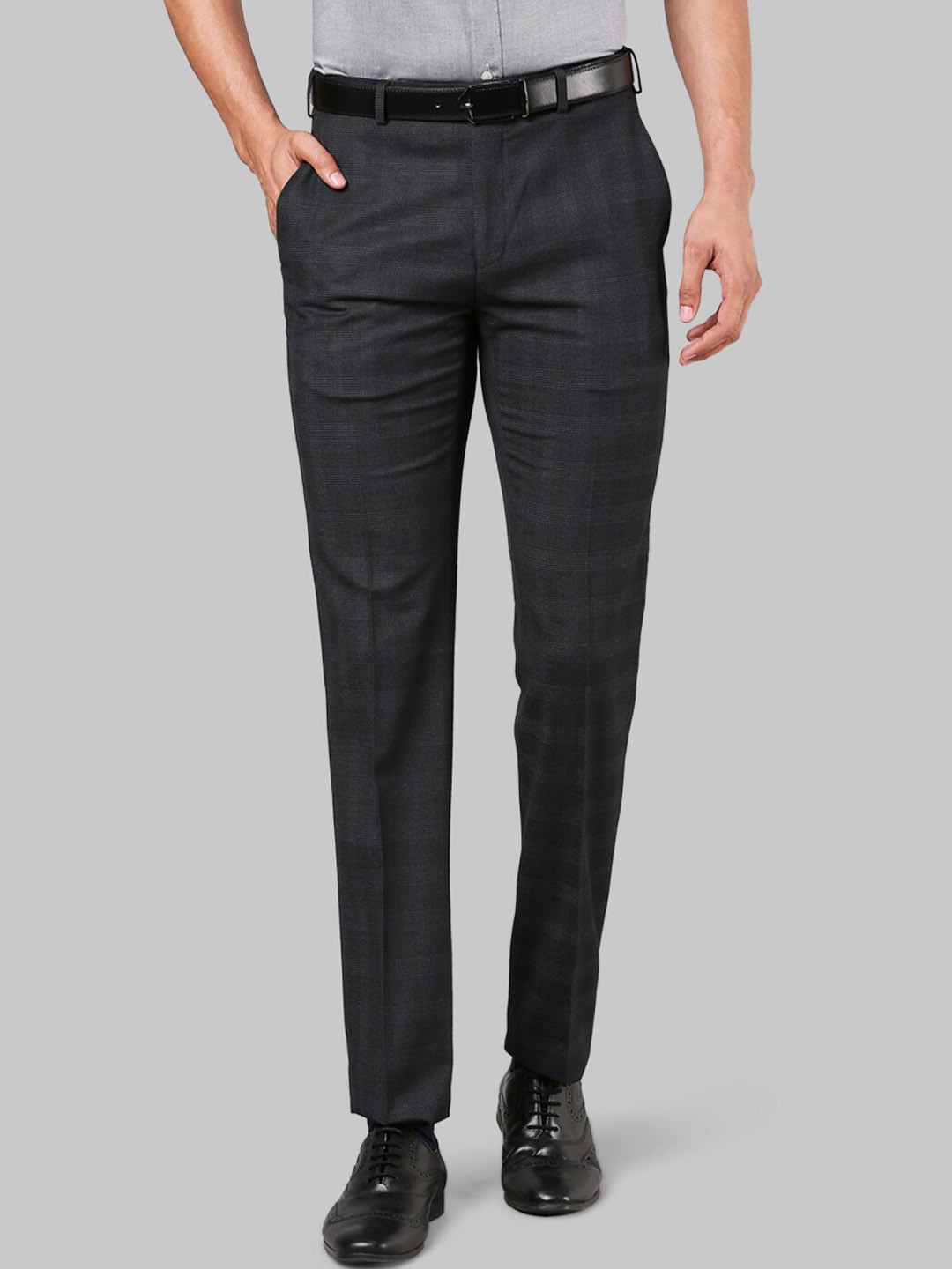 

Raymond Men Grey Checked Trousers