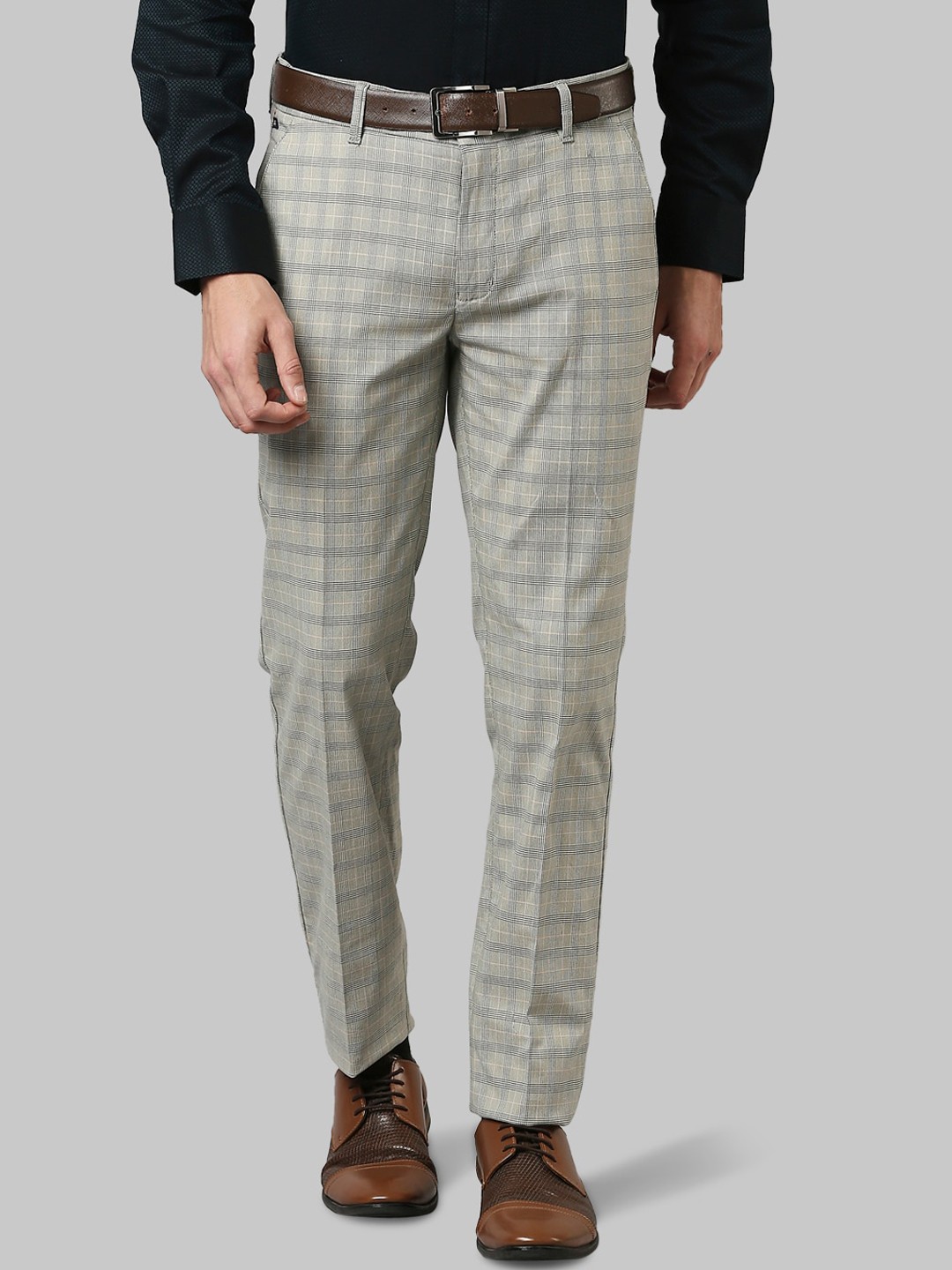 

Raymond Men Grey Colored Checked Slim Fit Formal Trousers
