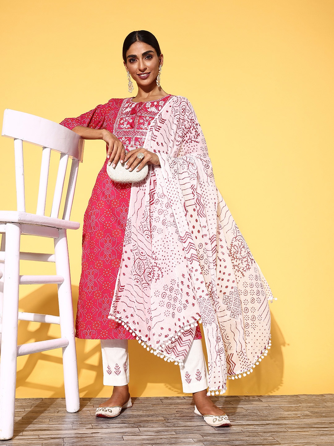 

ZOLA Women Pink Pure Cotton Print Parade Kurta Set