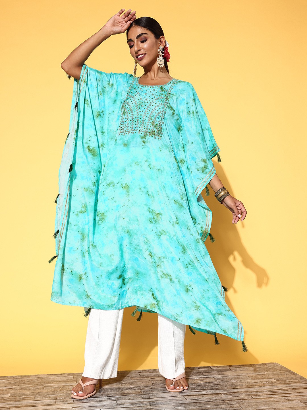 

ZOLA Women Blue Modal Tie & Dye Kurta