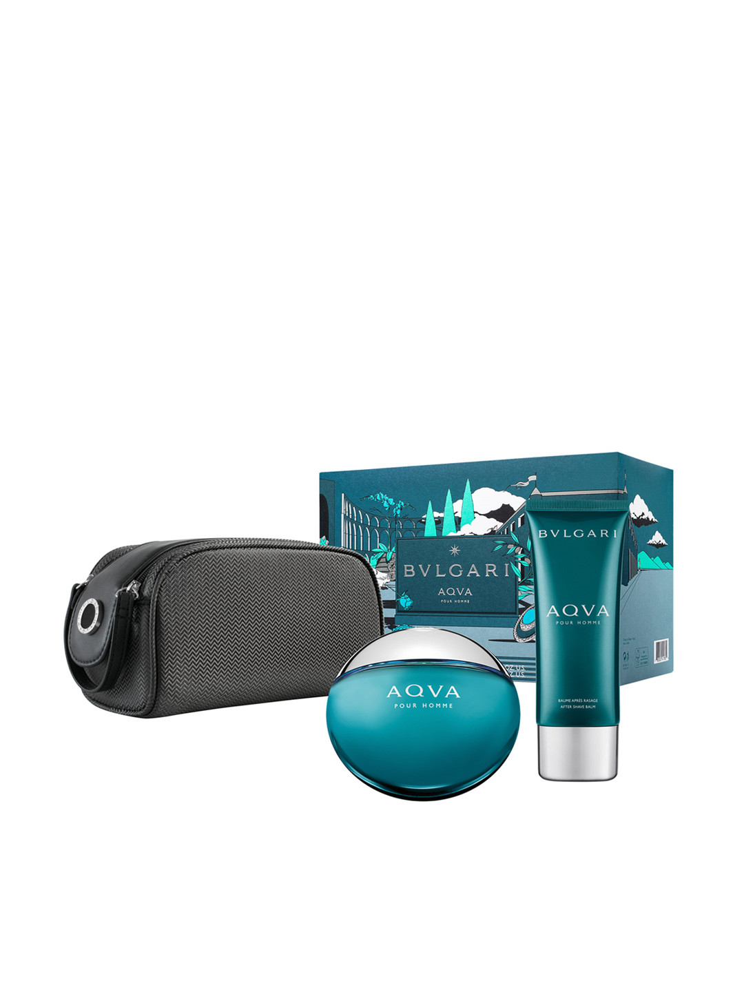 

Bvlgari Men Set of Aqva Eau De Toilette 100 ml + After Shave Balm 100 ml with Pouch, Blue