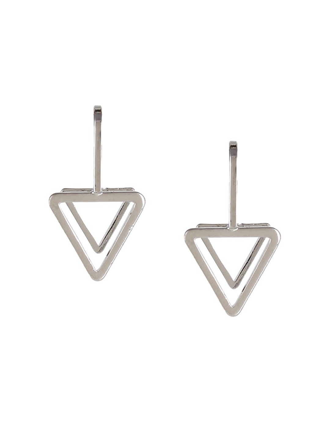

FemNmas Silver-Toned Triangular Ear Cuff Earrings