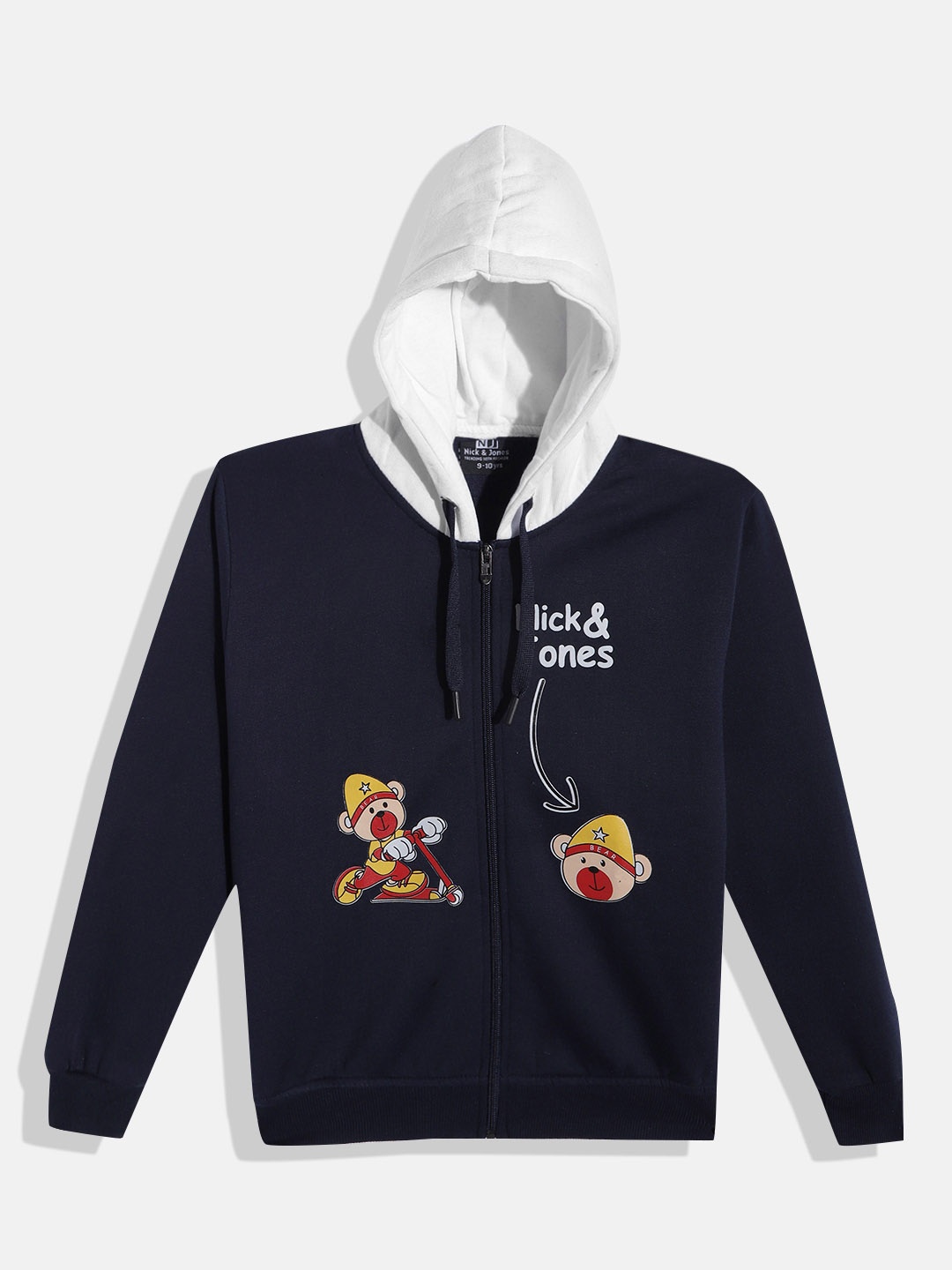 

Nick and Jones Boys Graphic Printed Hooded Sweatshirt, Navy blue