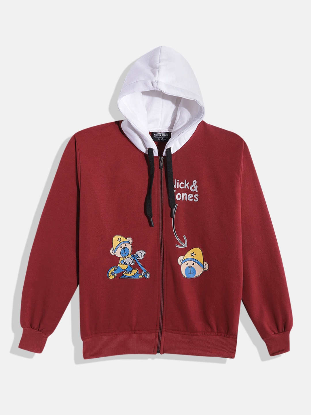 

Nick and Jones Boys Graphic Printed Hooded Sweatshirt, Maroon