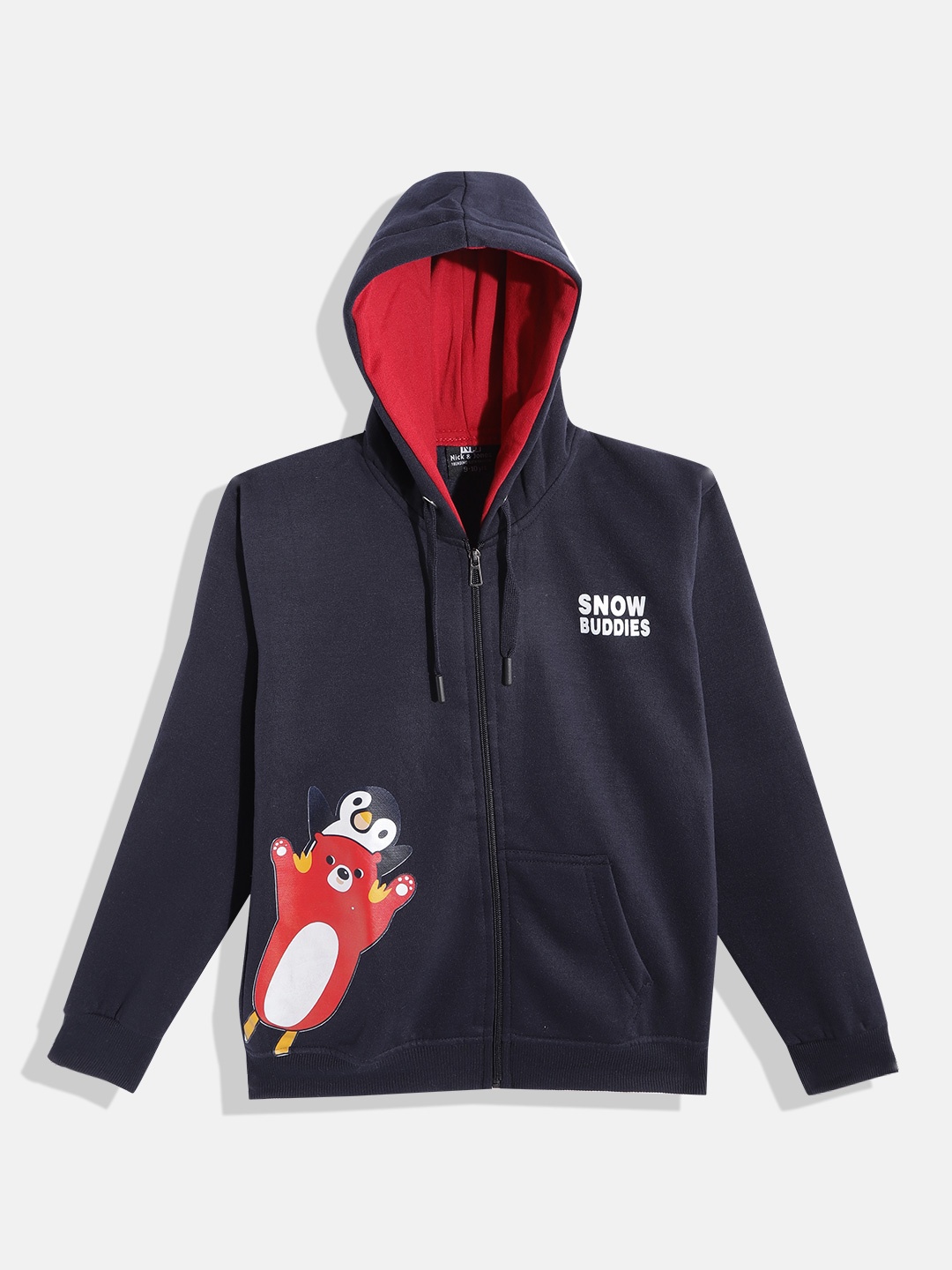 

Nick and Jones Girls Graphic Printed Hooded Sweatshirt, Navy blue