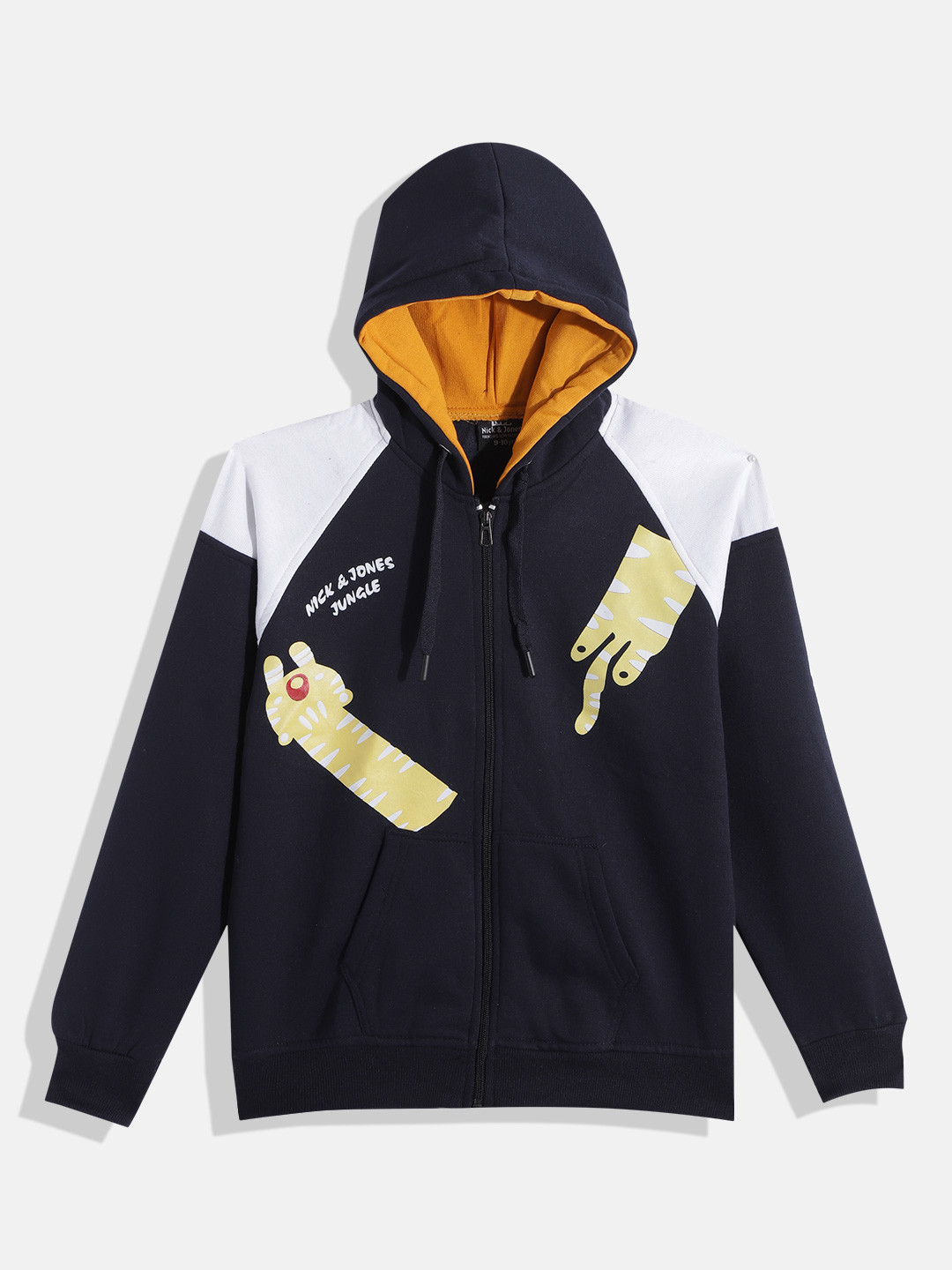 

Nick and Jones Boys Navy Blue Printed Hooded Sweatshirt