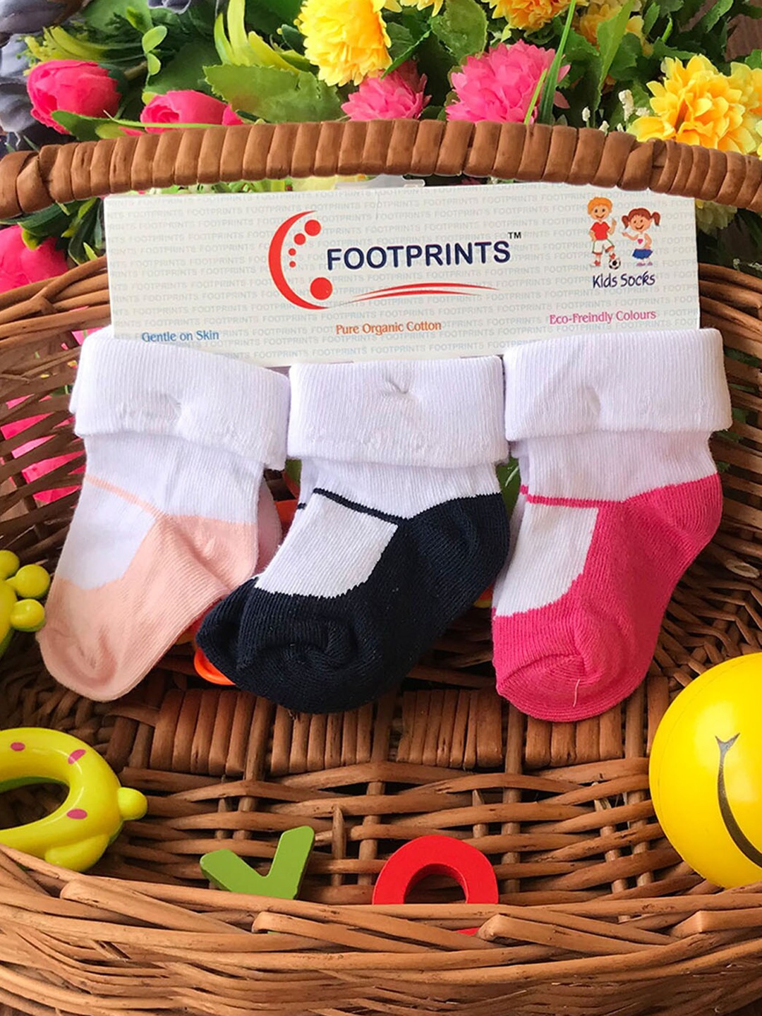 

FOOTPRINTS Kids Pack of 3 Solid Cotton Socks, Beige