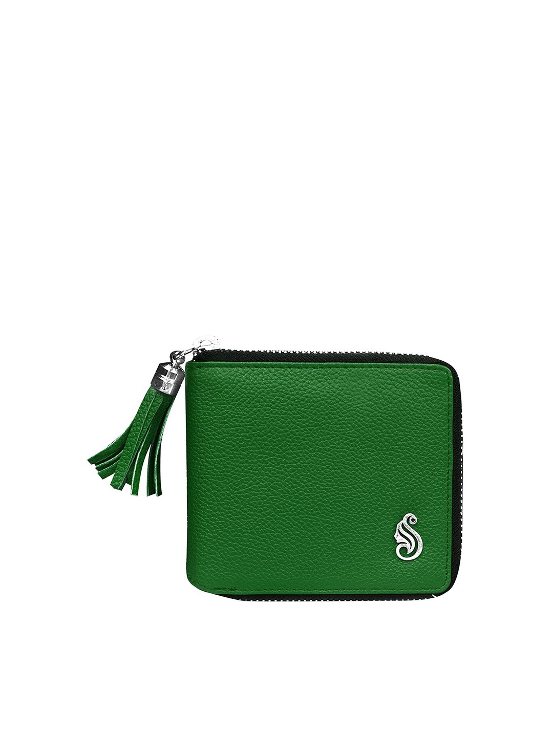 

Soumi Unisex Green & Black Leather Zip Around Wallet