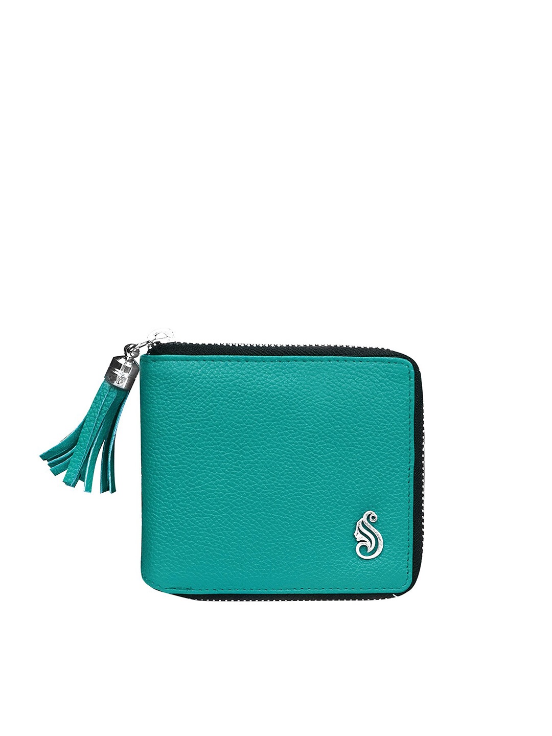 

Soumi Unisex Teal Leather Zip Wallet