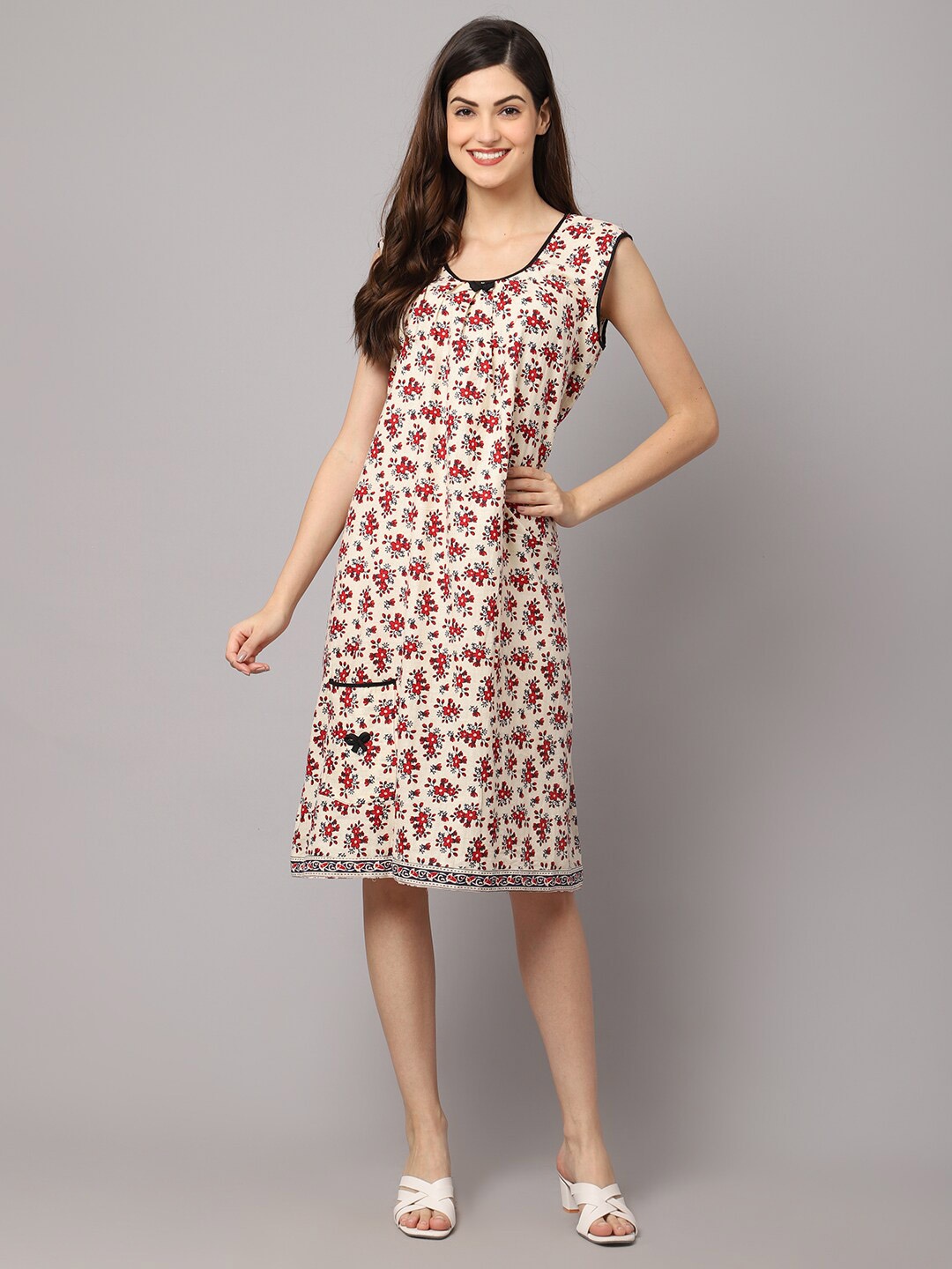 

Shararat Red Printed Nightdress