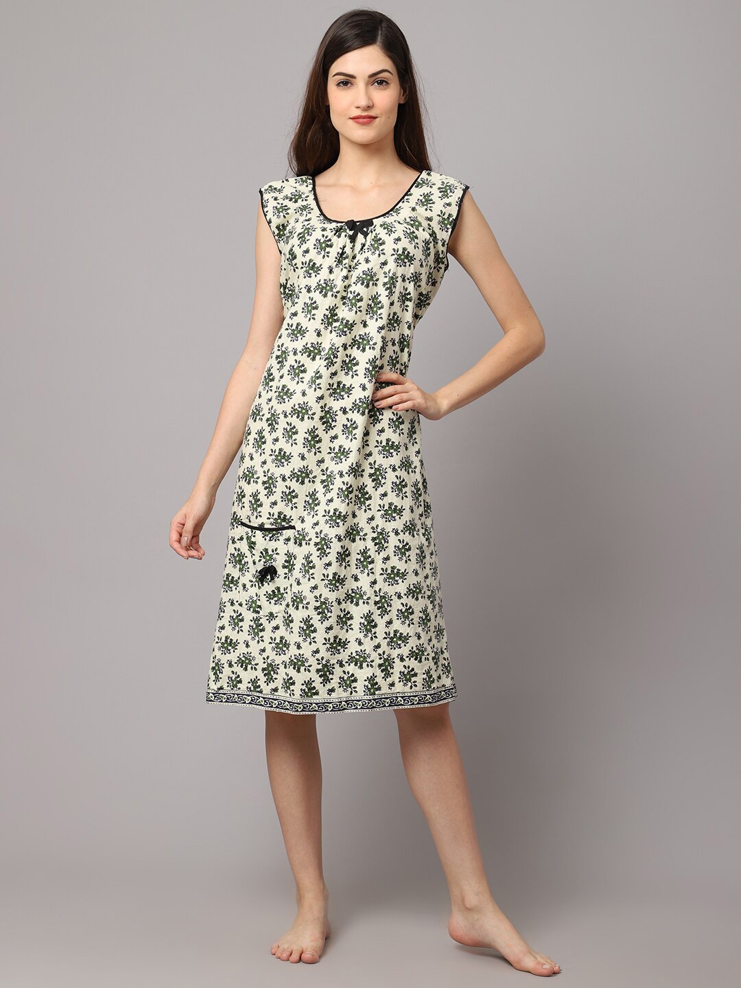 

Shararat Green Printed Nightdress