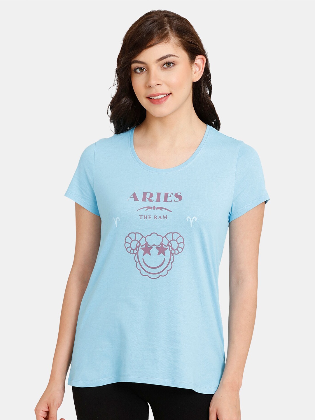 

Rosaline by Zivame Blue Printed T-shirt