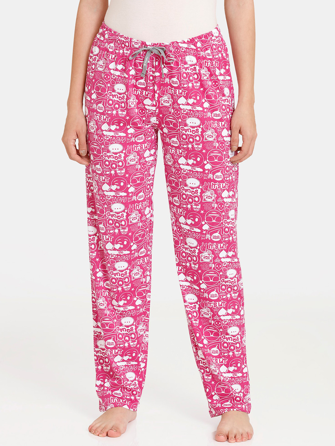 

Rosaline by Zivame Women Pink Printed Cotton Lounge Pants