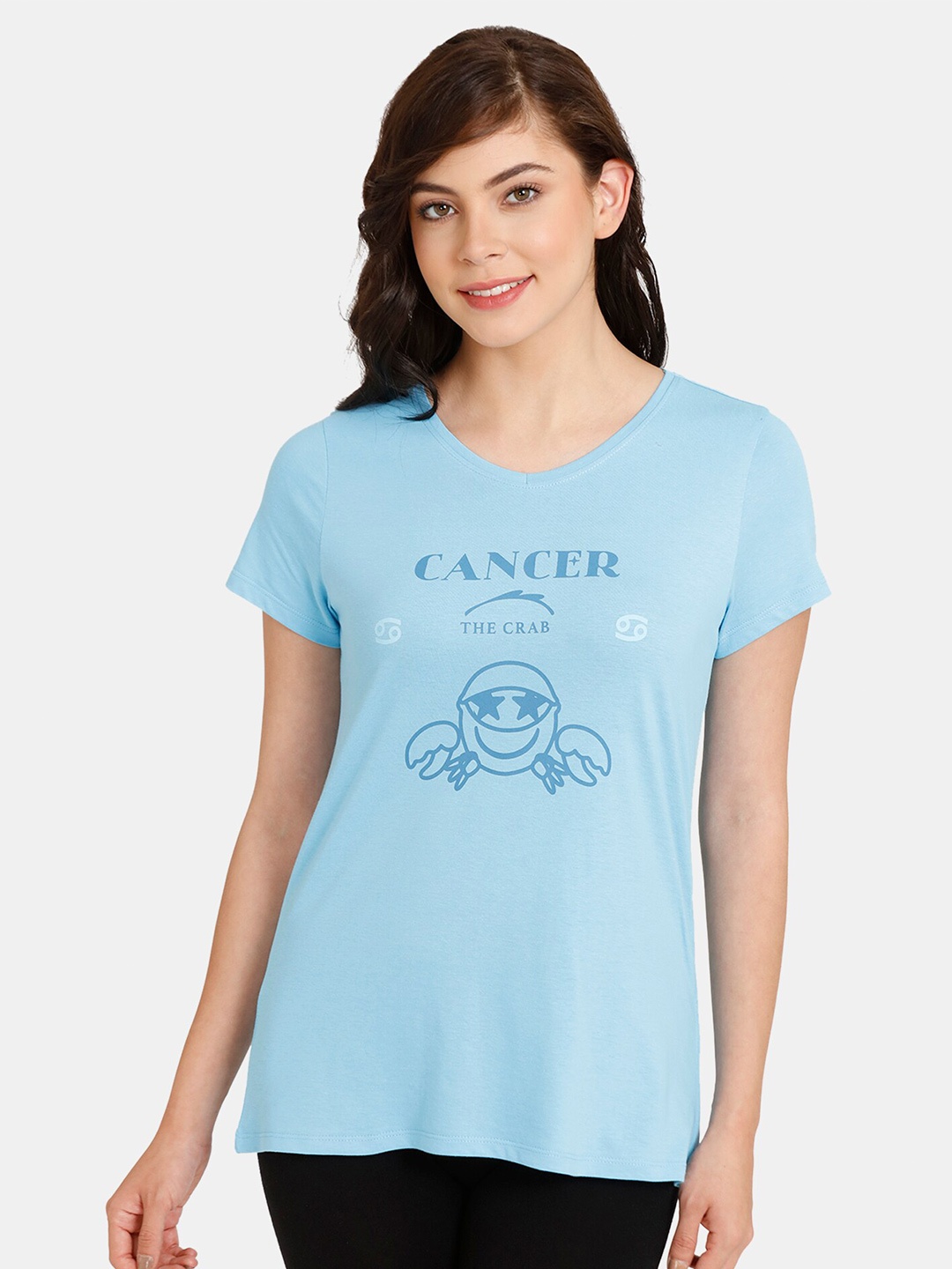

Rosaline by Zivame Blue & black Print Cotton Top