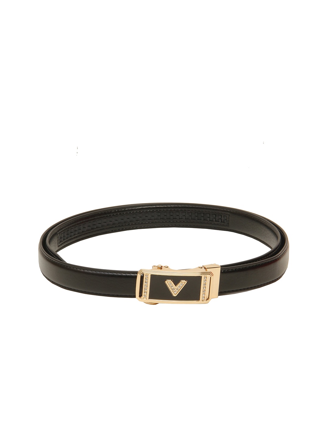 

Calvadoss Women Black Textured PU Belt