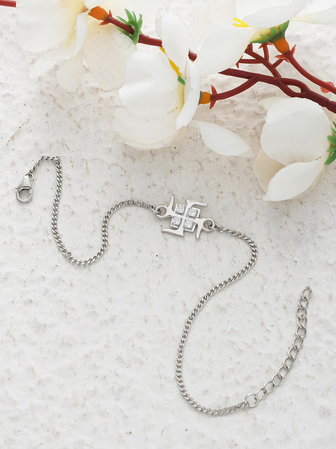 

Voylla 925 Sterling Silver Precious Swastik Bracelet Rakhi