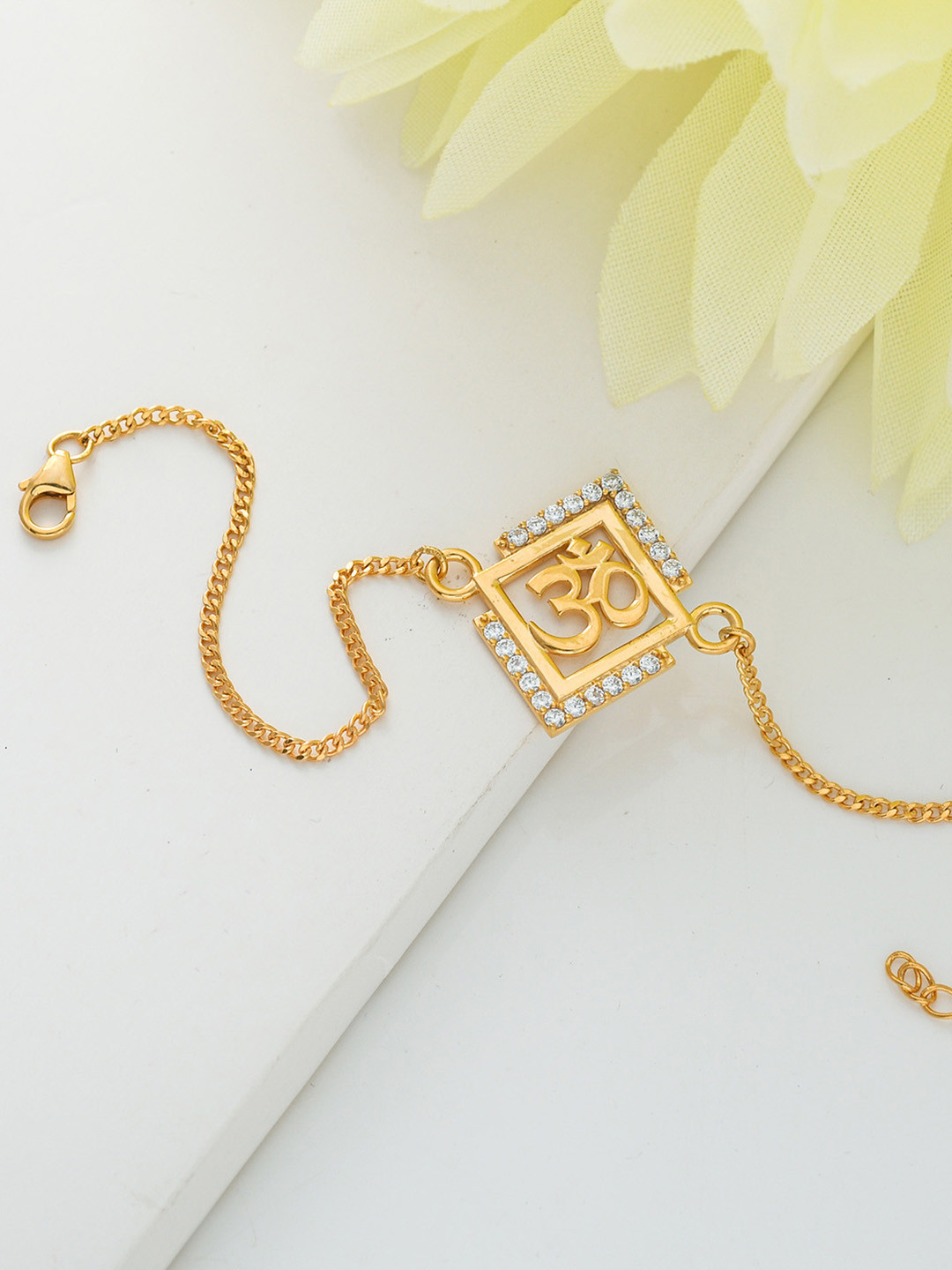 

Voylla 925 Sterling Silver Auspicious Om Gold Micron Plated Rakhi