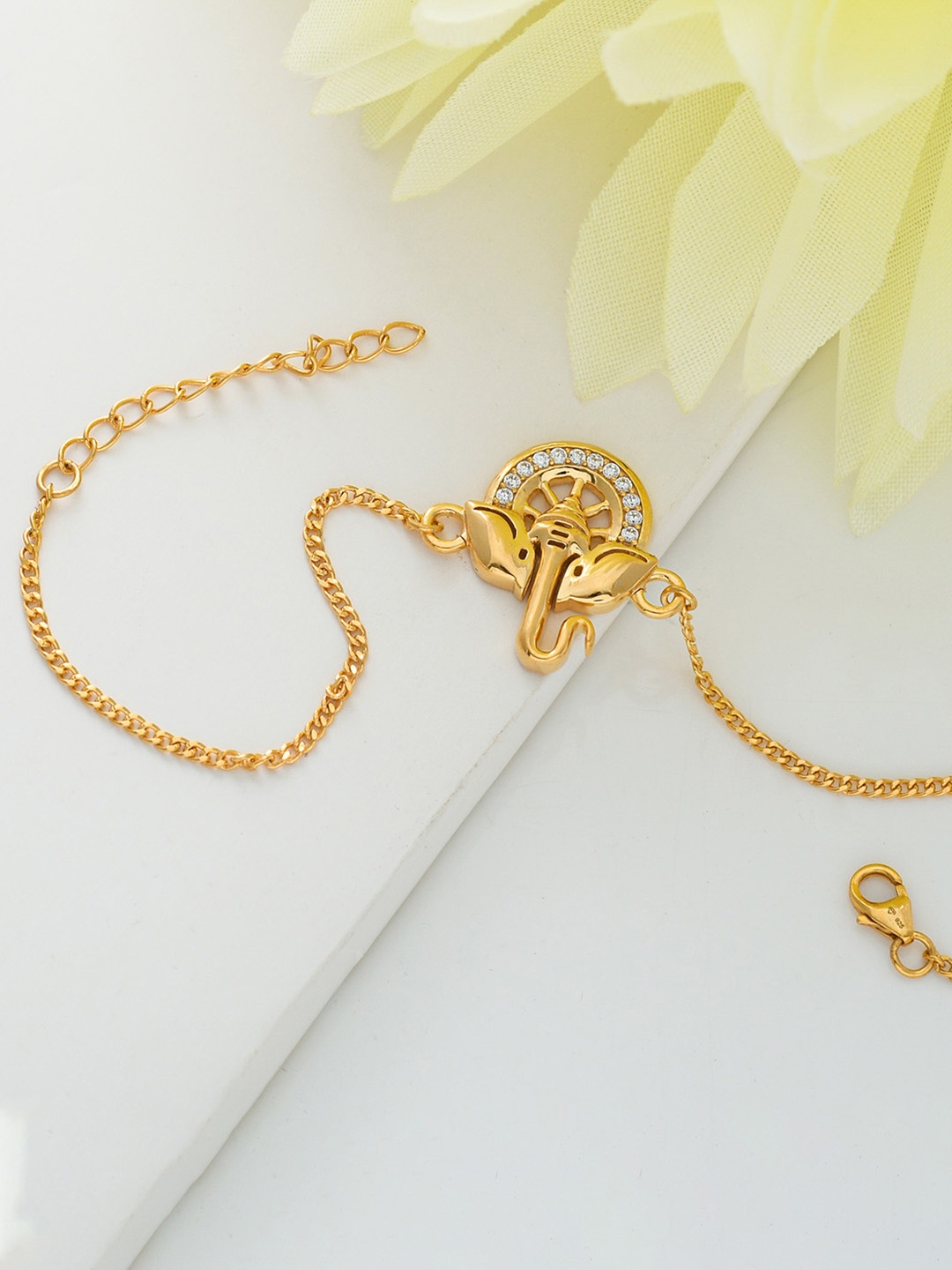 

Voylla 925 Sterling Silver Gold Plated Ganesha Bracelet Rakhi
