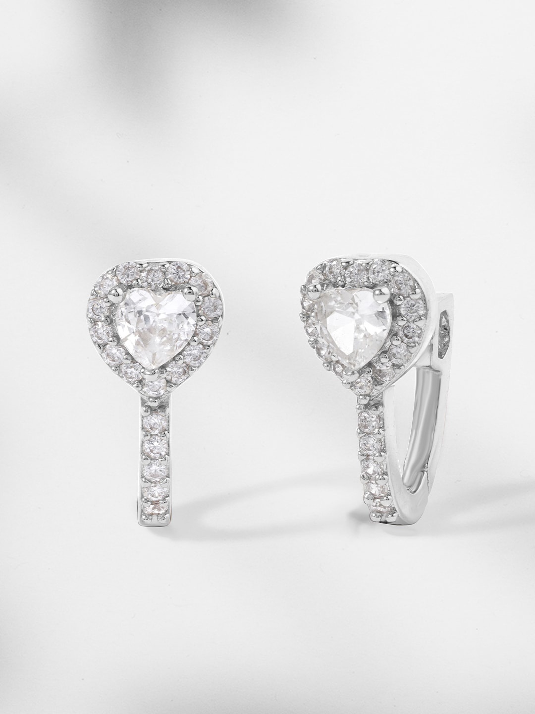 

MINUTIAE Silver-Toned Heart Shaped Stud Earrings