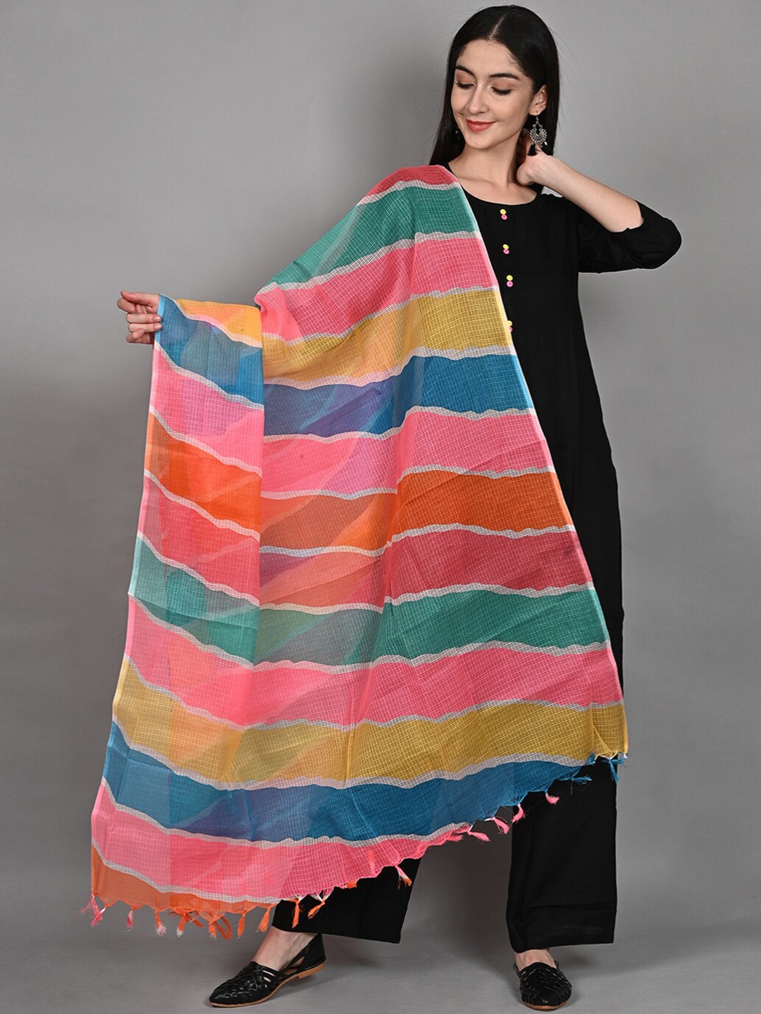 

Wyfees Women Black Kurta with Palazzos & With Dupatta