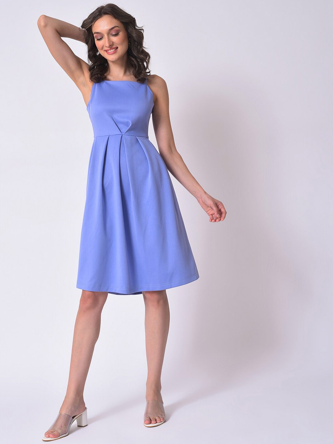 

Campus Sutra Women Solid Stylish Sleeveless Casual Dresses, Blue