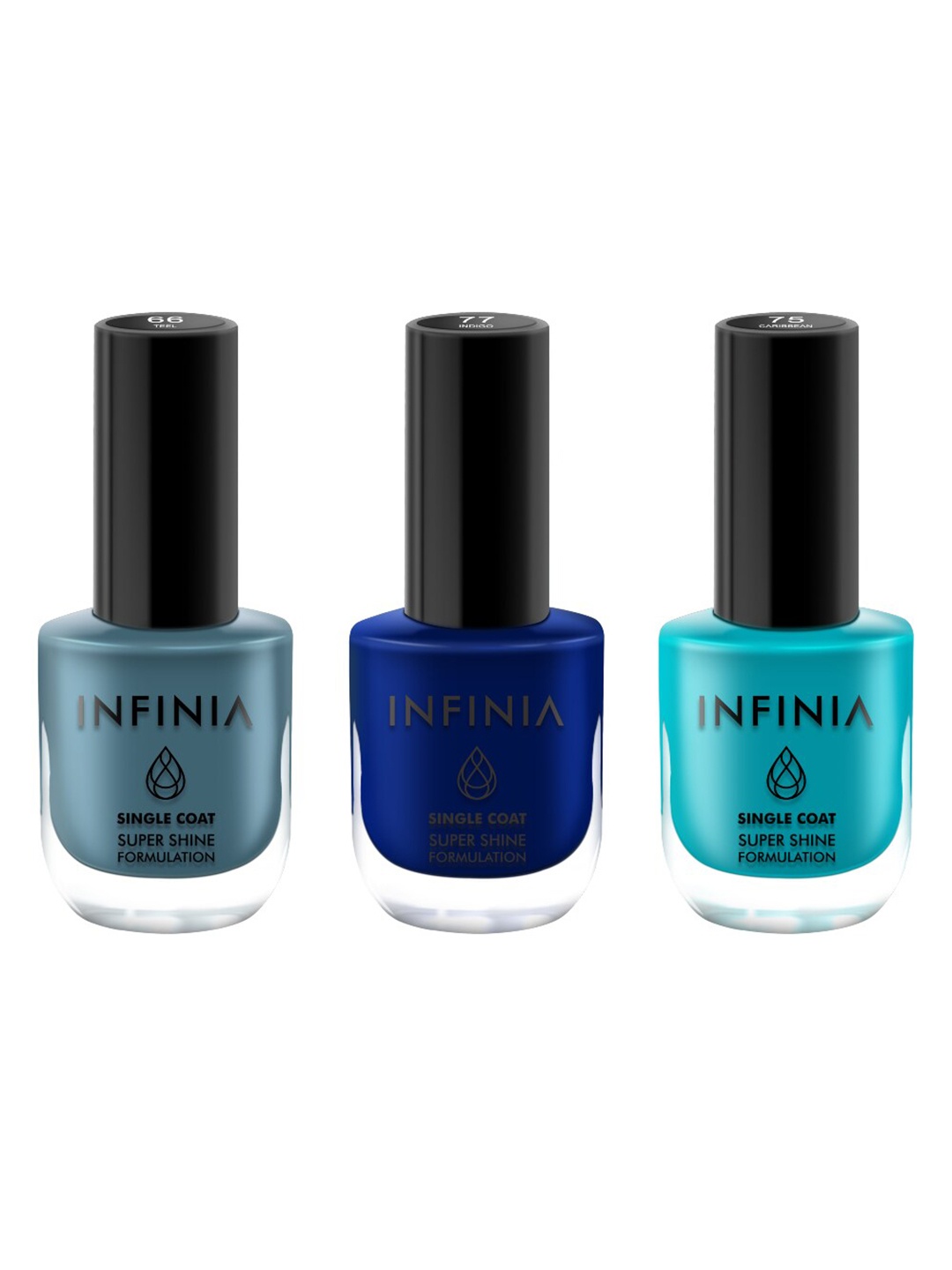 

INFINIA Set of 3 Single Coat Super Shine Nail Paint - 12ml each, Blue