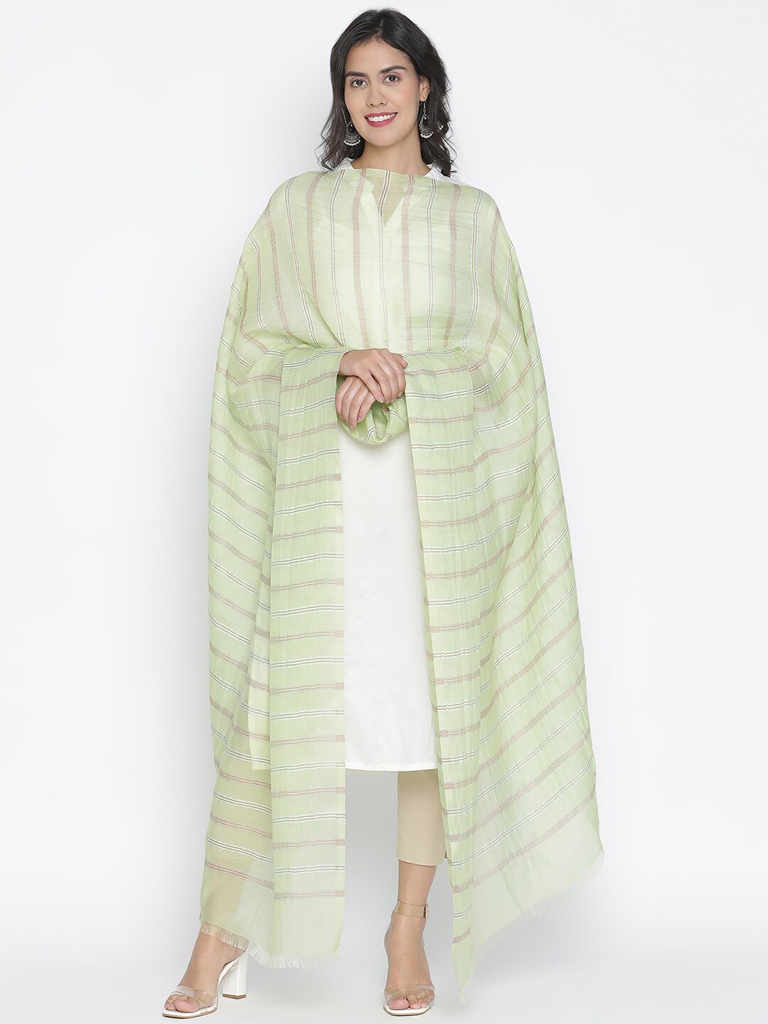 

SHINGORA Green Striped Dupatta