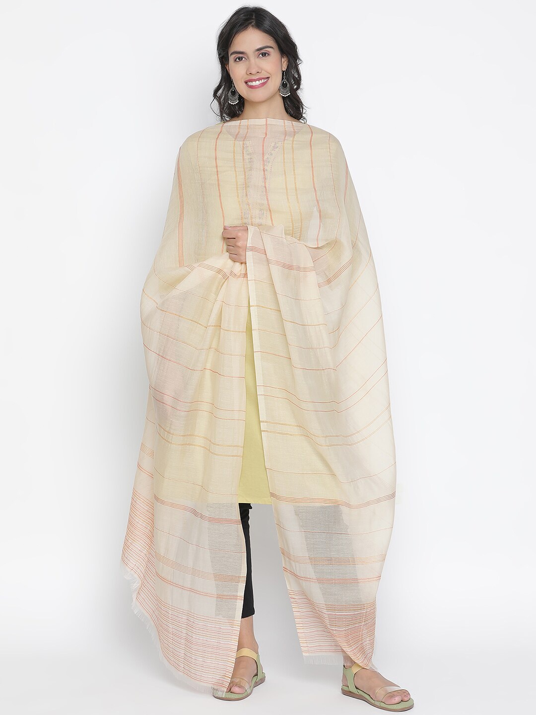 

SHINGORA Beige Striped Dupatta