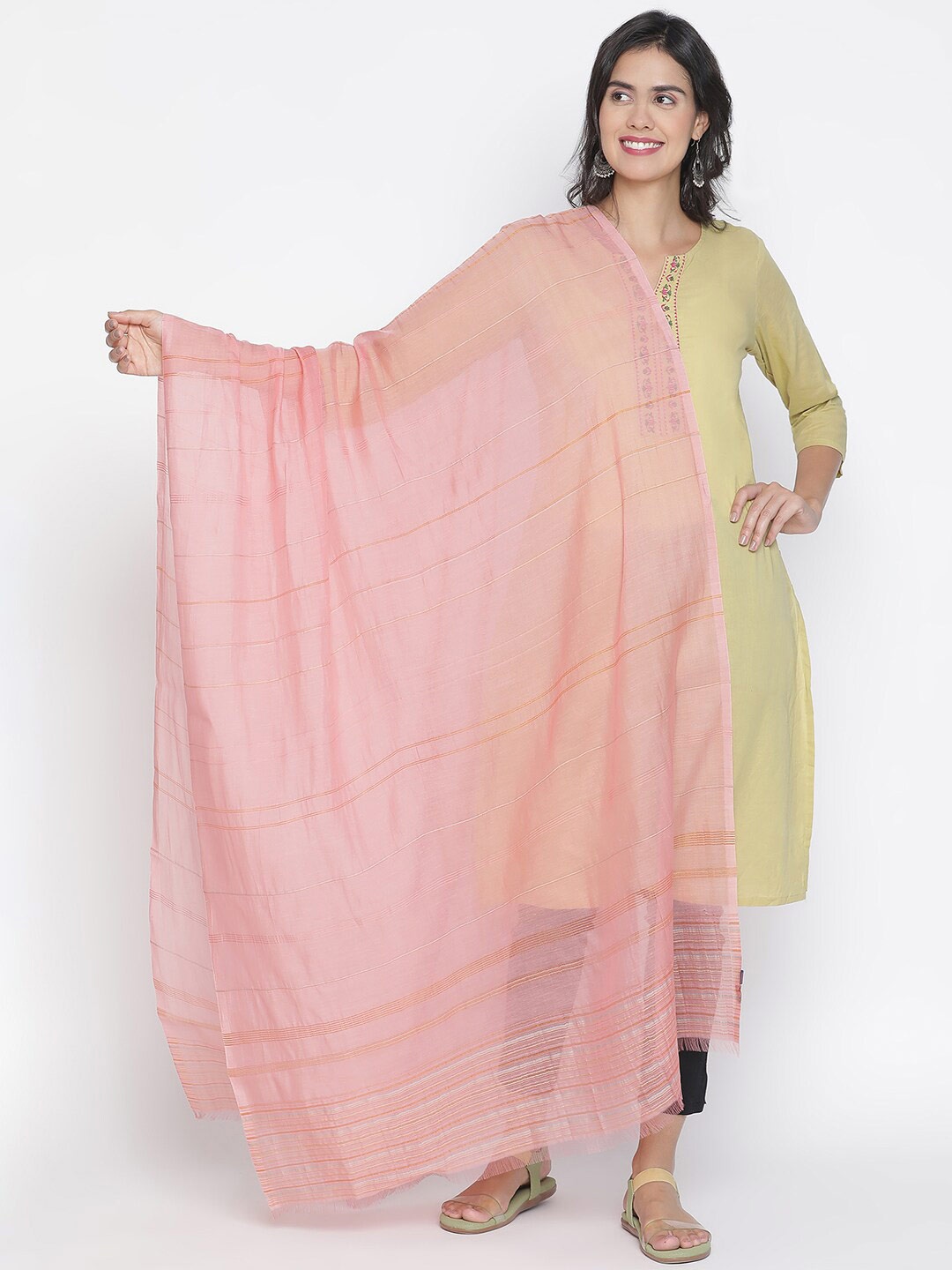 

SHINGORA Mauve Striped Dupatta