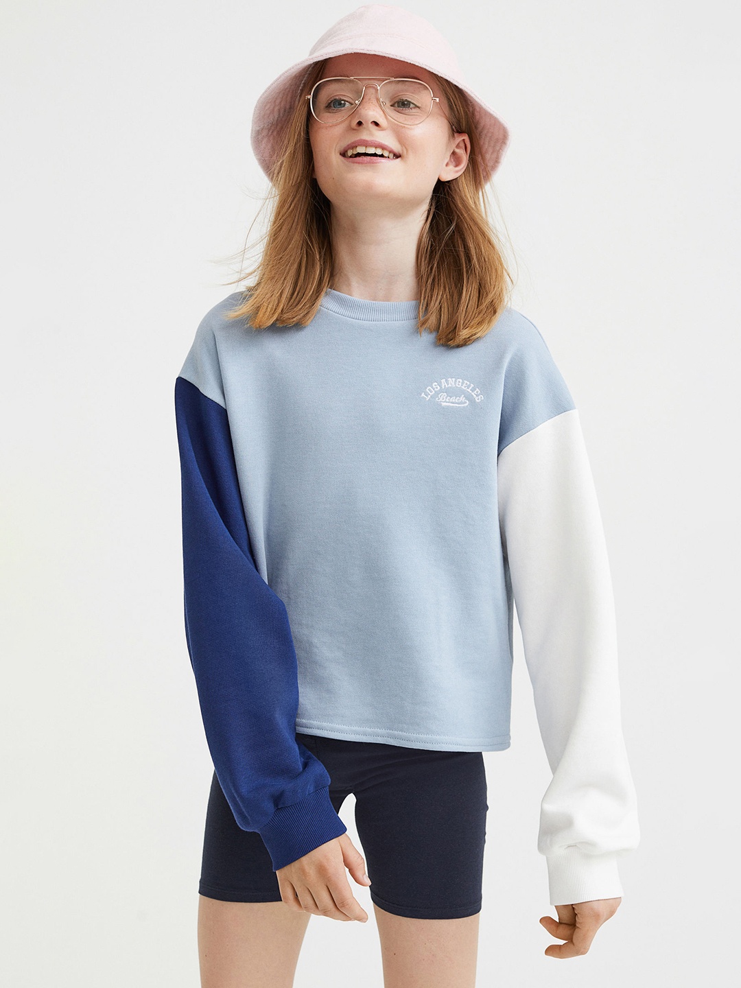 

H&M Girls 2-Piece Sweatshirt And Cycling Shorts Set, Blue