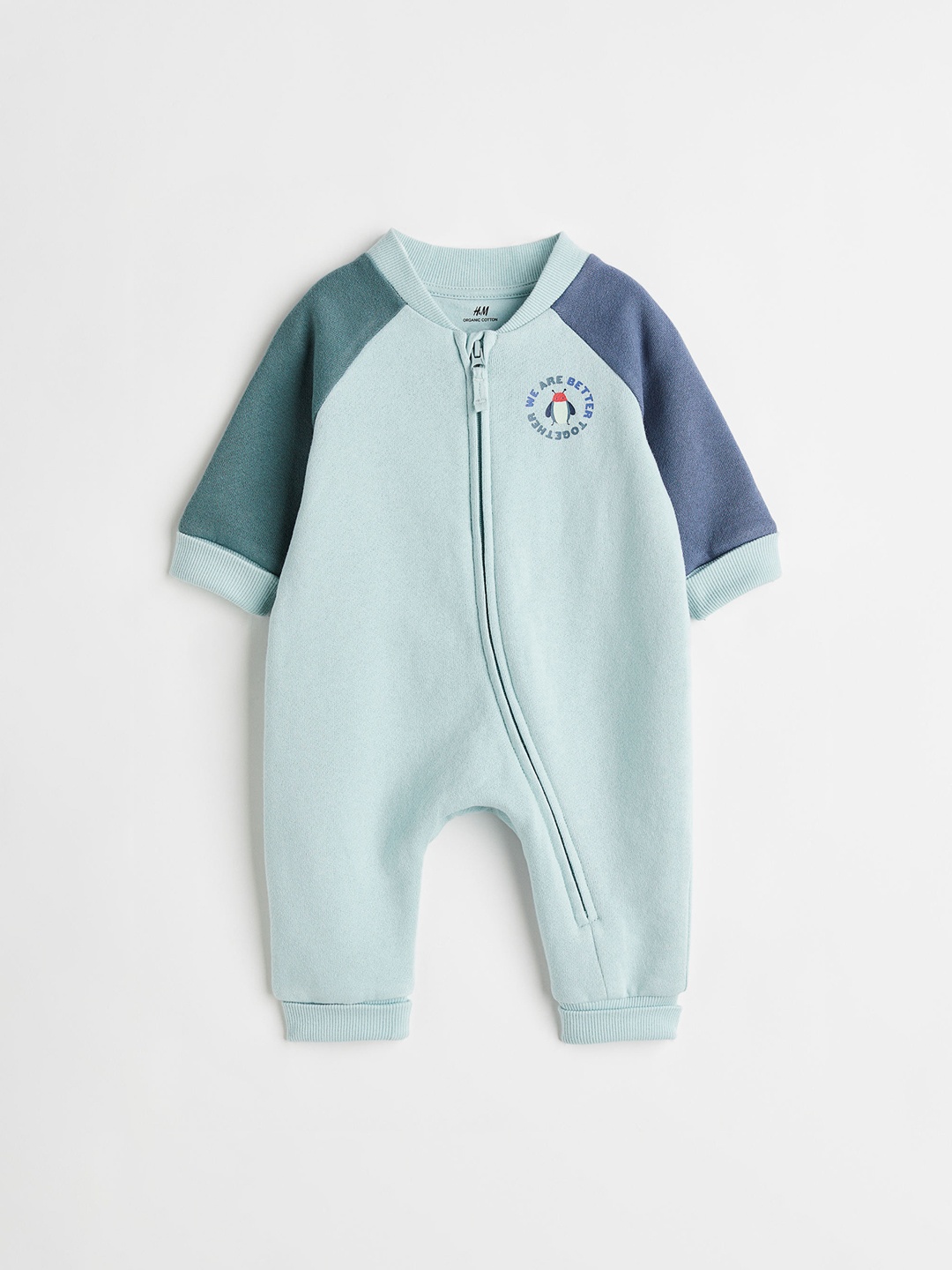 

H&M Boys Foldover-Trim Romper Suit, Turquoise blue