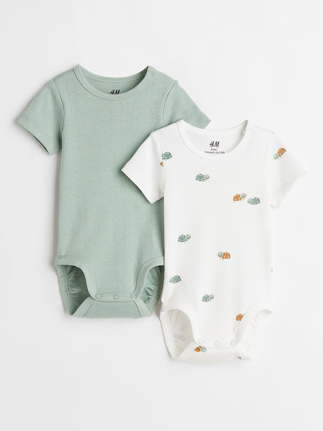 

H&M Infant Girls 2-pack short-sleeved bodysuits, Green