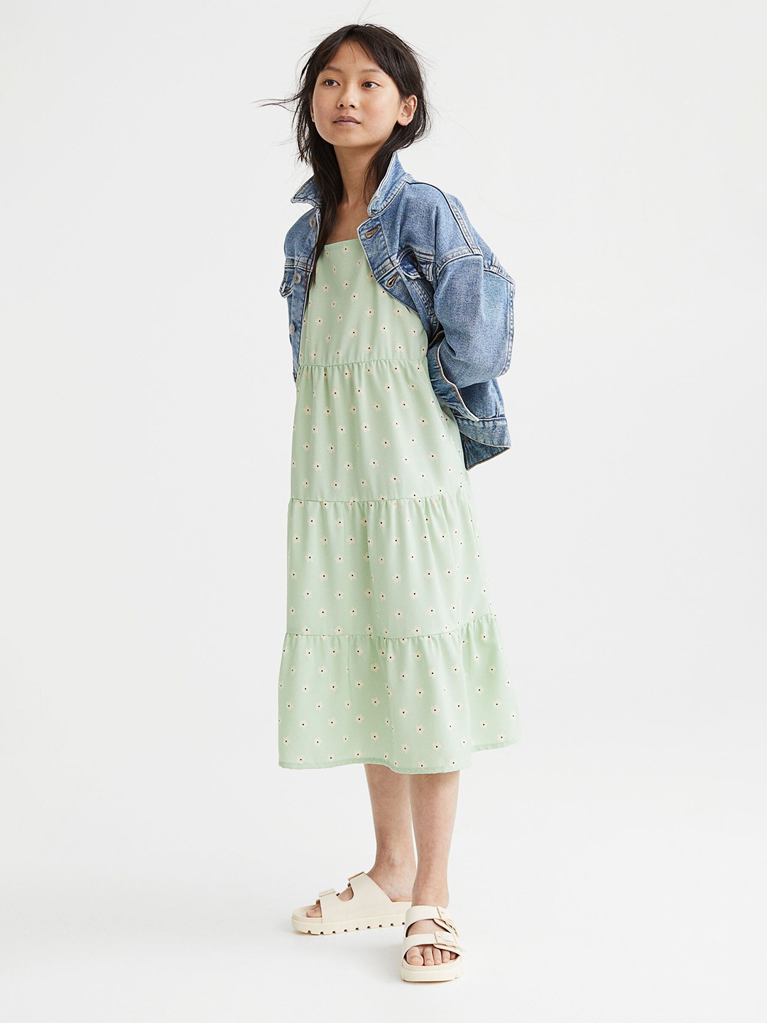

H&M Girls Green Tiered Dress
