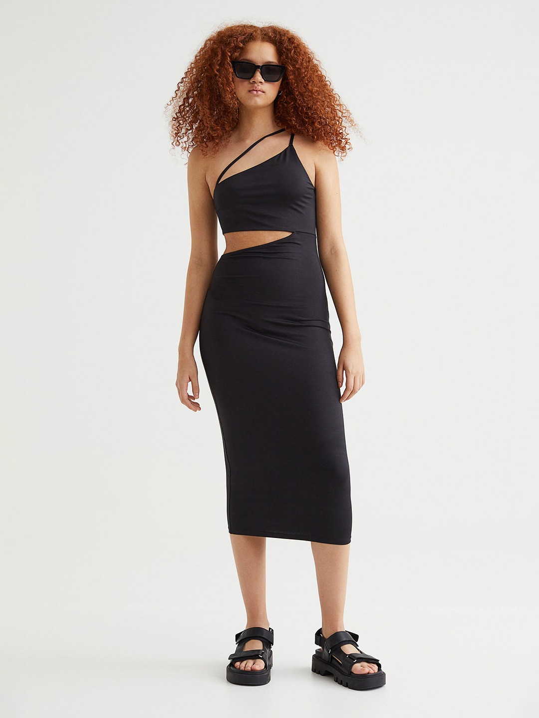 

H&M Women Black One-Shoulder Cut-Out Dress
