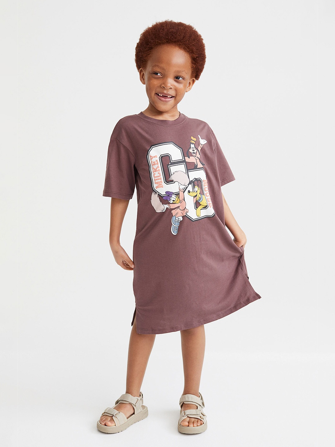 

H&M Girls Purple Oversized printed jersey dress