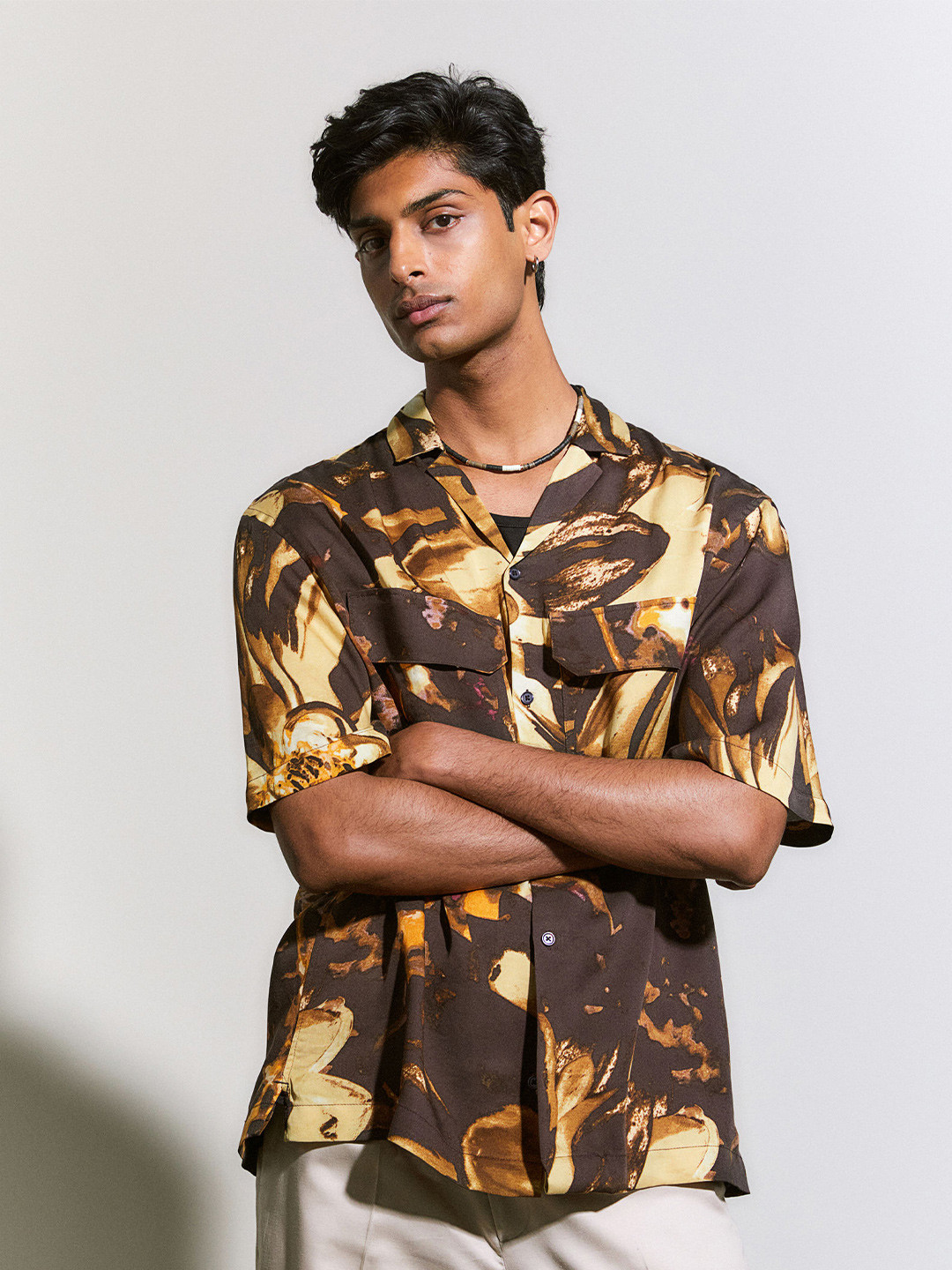 

H&M Men Black Lyocell Resort Shirt