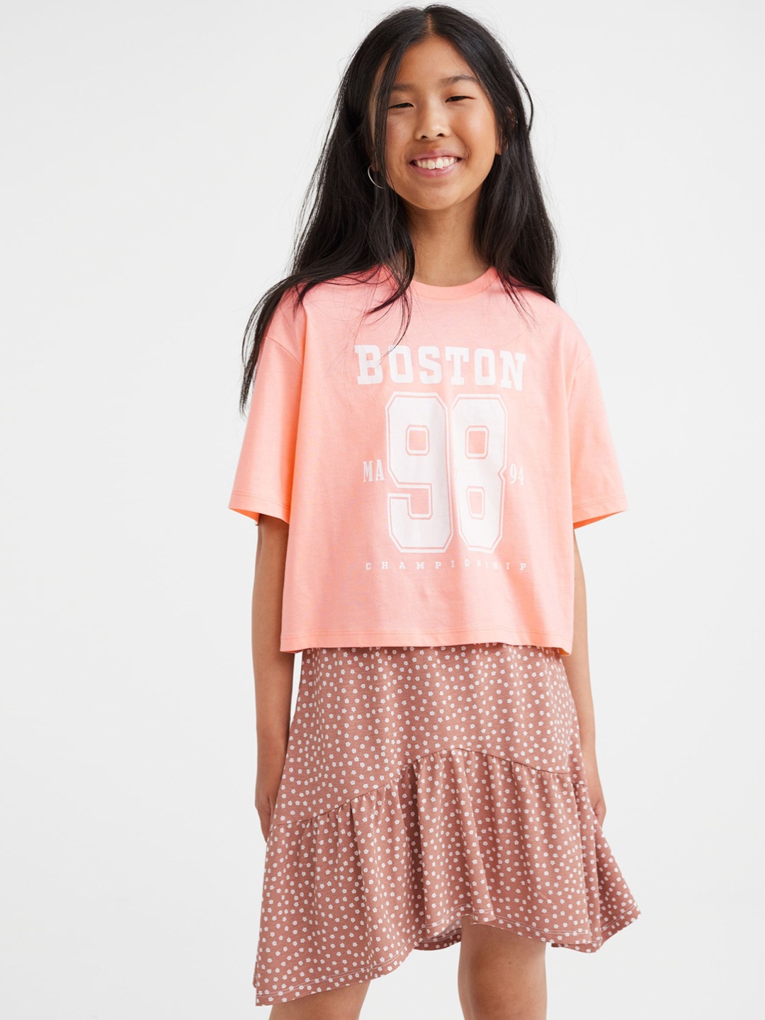 

H&M Girls Brown & Orange 2-Piece Top and Skirt Set