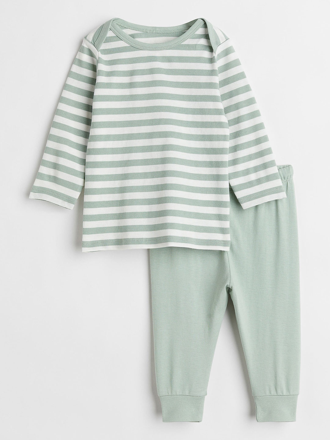 

H&M Infant Boys Green & White 2-Piece Cotton Set