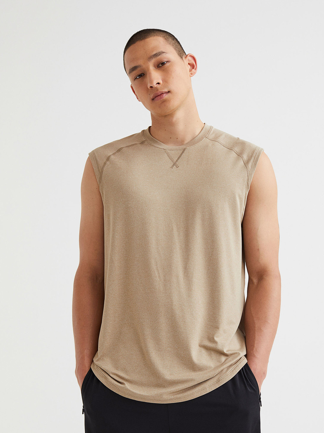 

H&M Men Beige Loose Fit Sports vest top