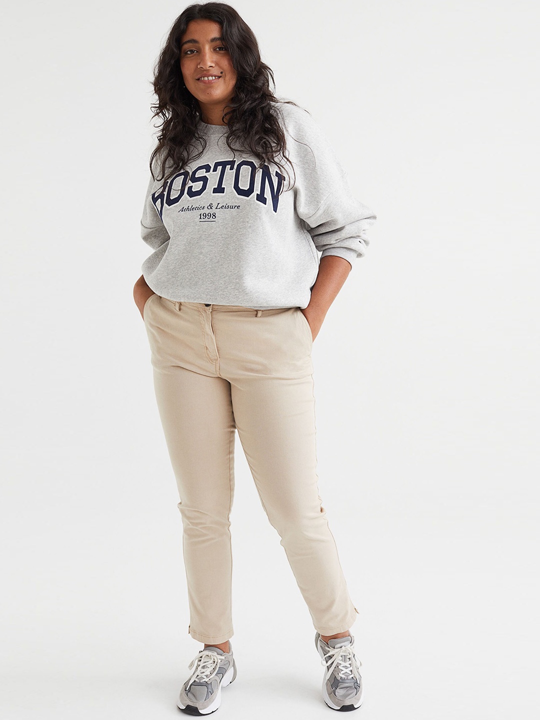 

H&M Women Beige Cotton Twill Chinos