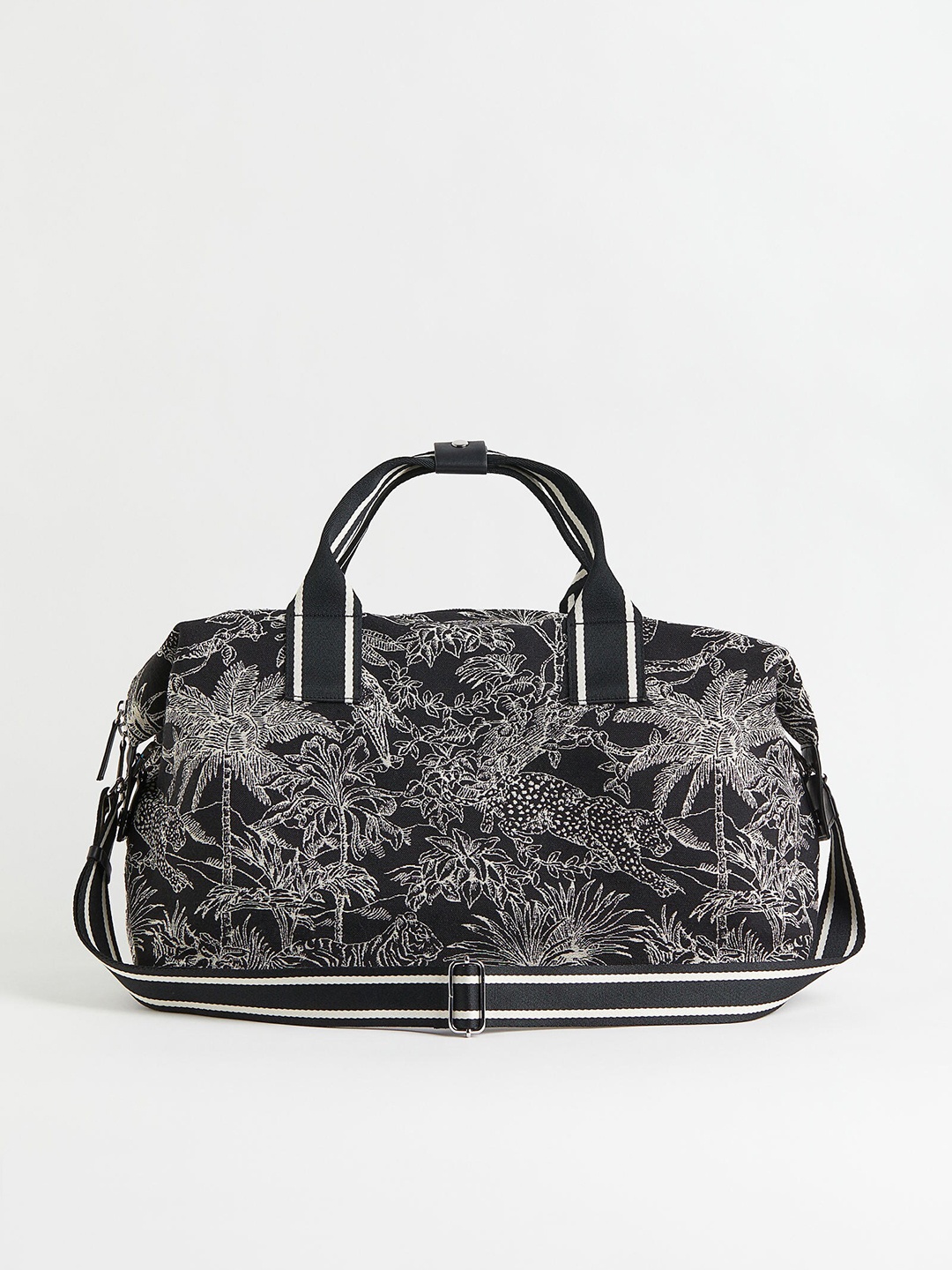 

H&M Women Black Jacquard-Weave Weekend Bag